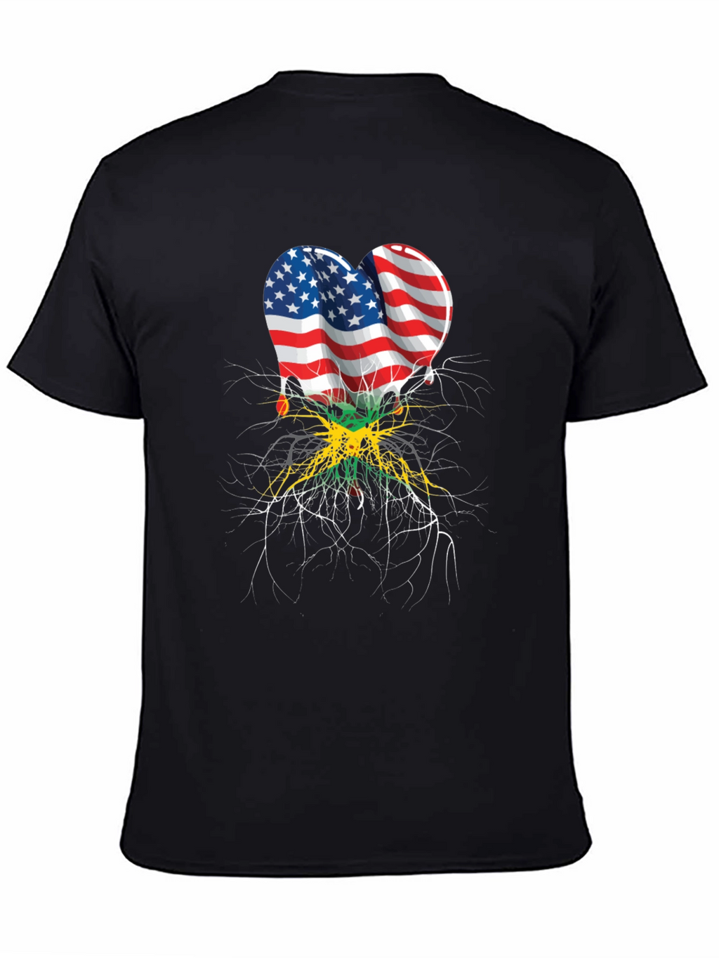 USA Jamaica Flag Heart Roots T-Shirt