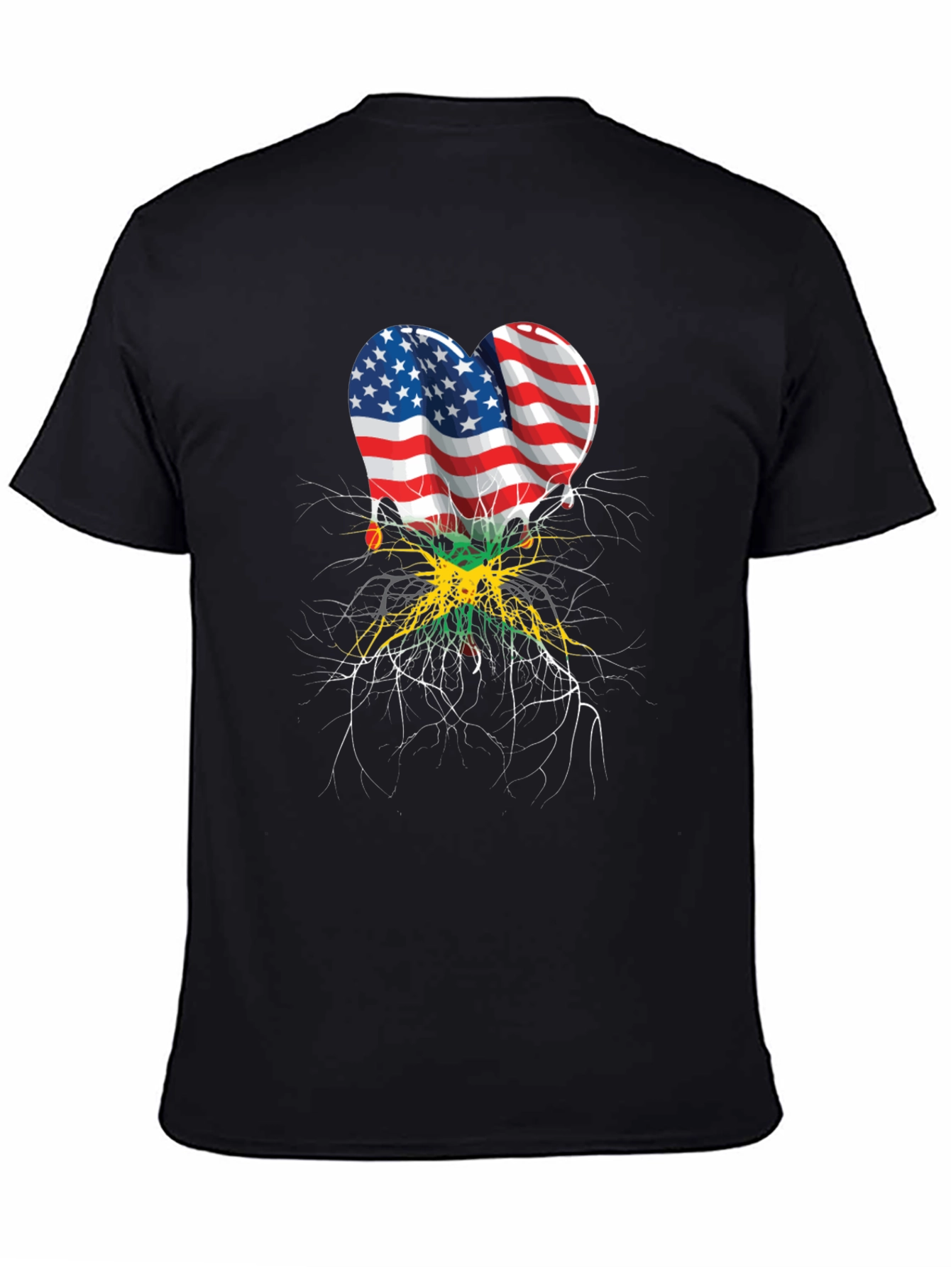 USA Jamaica Flag Heart Roots T-Shirt
