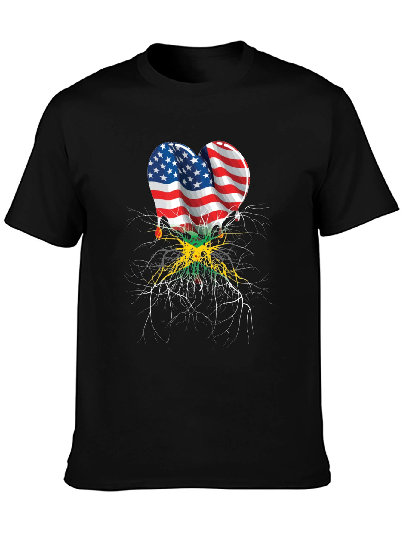 USA Jamaica Flag Heart Roots T-Shirt