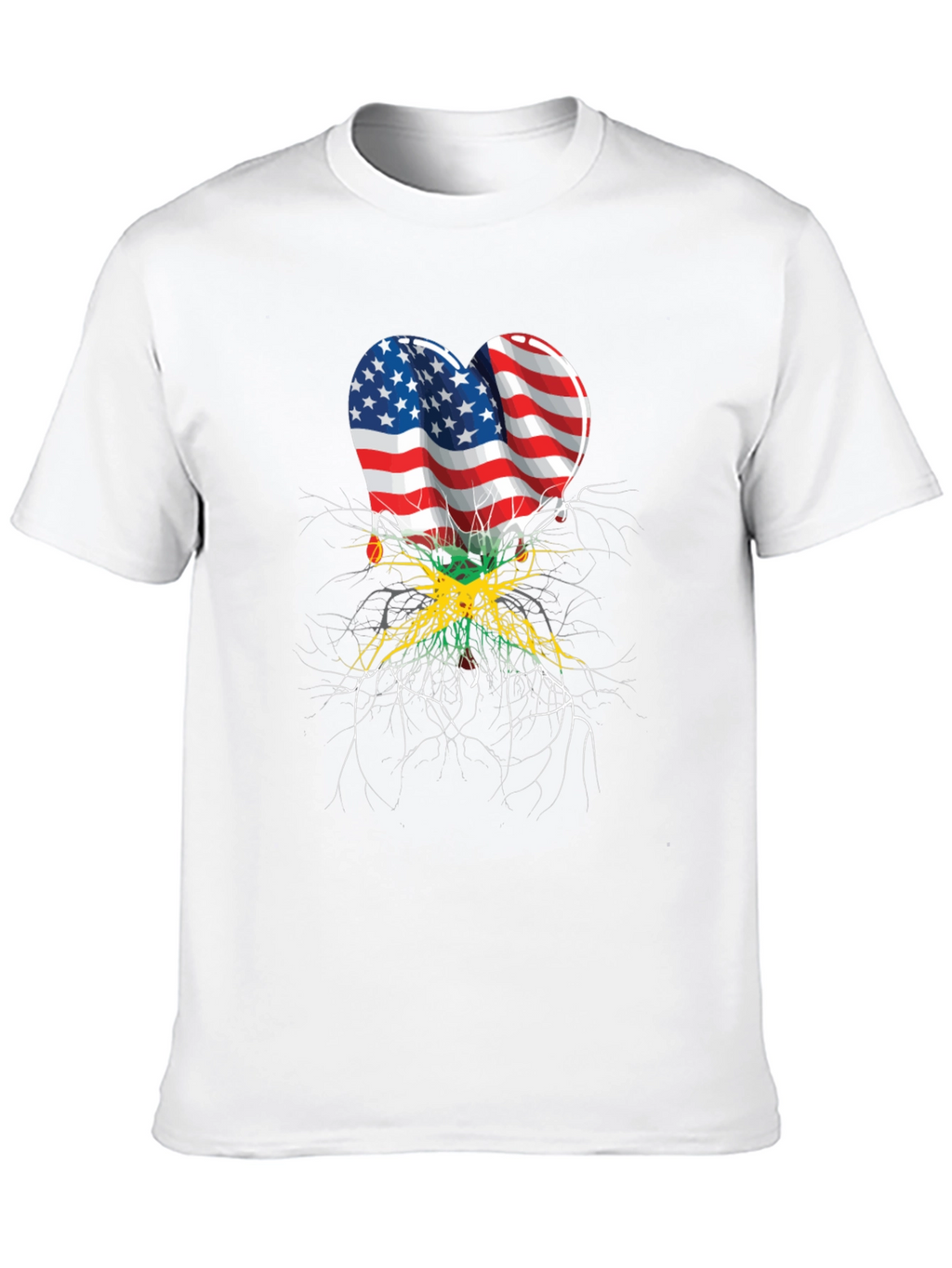 USA Jamaica Flag Heart Roots T-Shirt