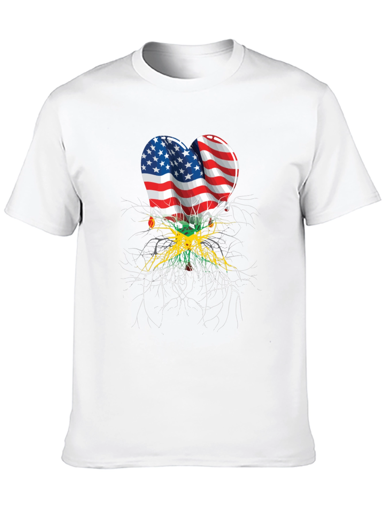 USA Jamaica Flag Heart Roots T-Shirt
