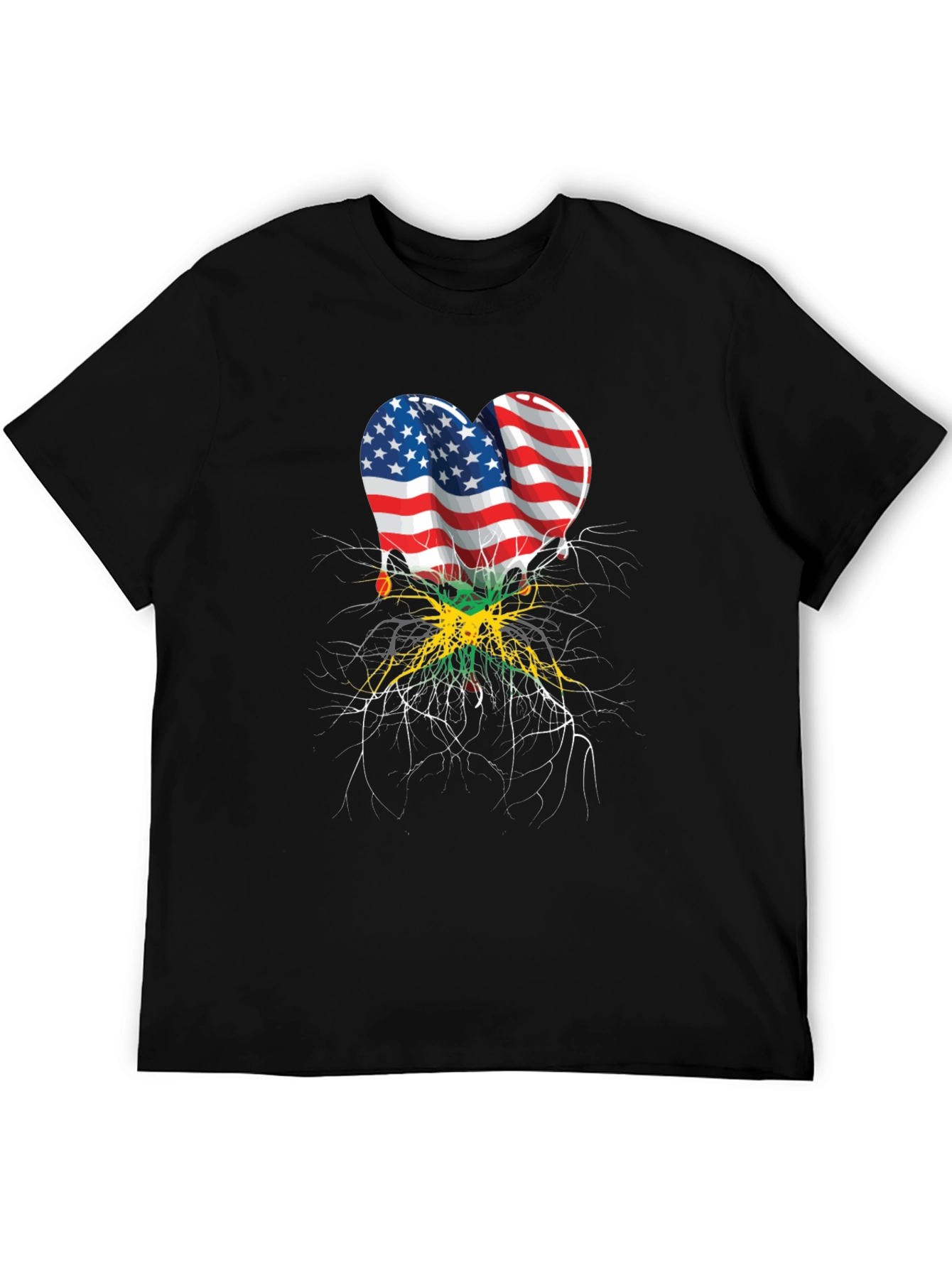 USA Jamaica Flag Heart Roots T-Shirt