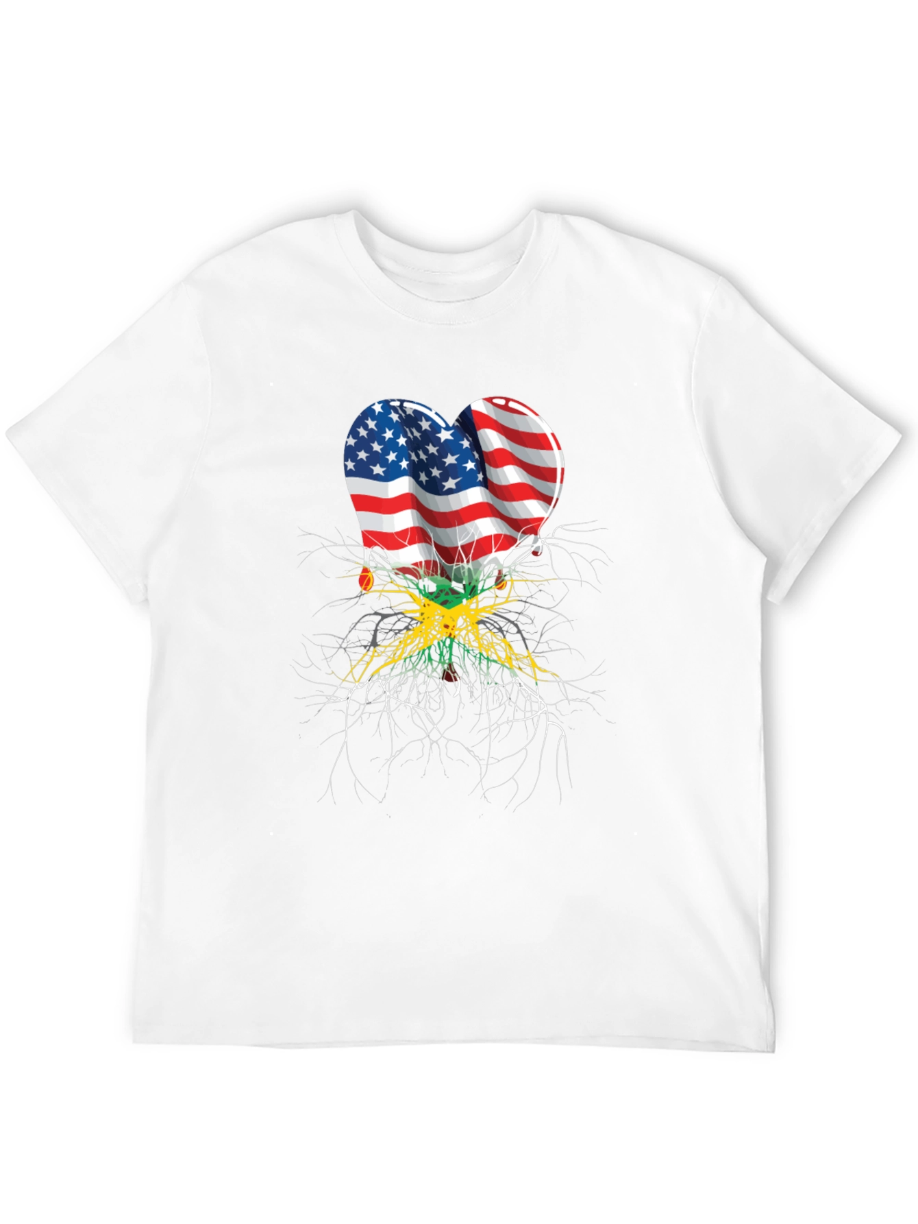 USA Jamaica Flag Heart Roots T-Shirt