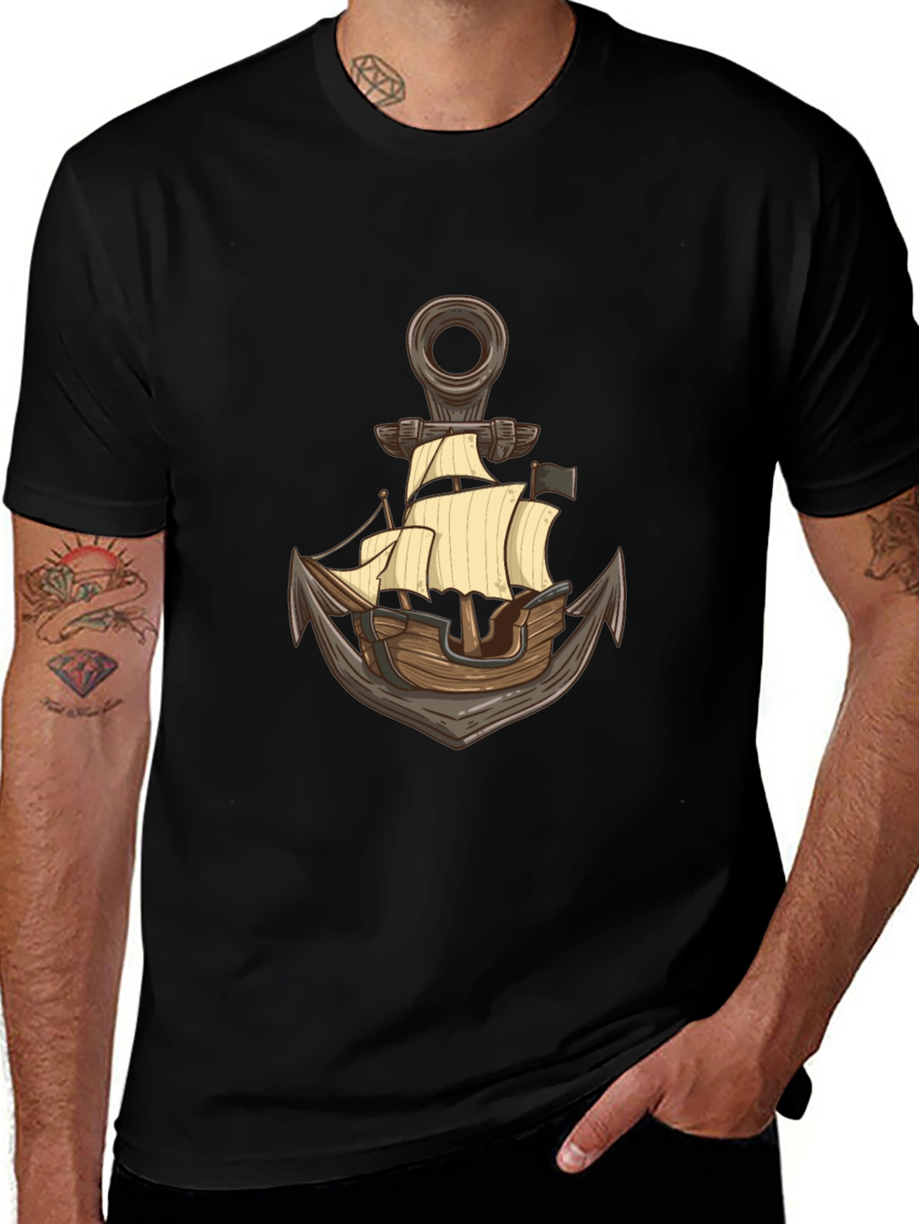 Nautical Anchor Ship Graphic T-Shirt
