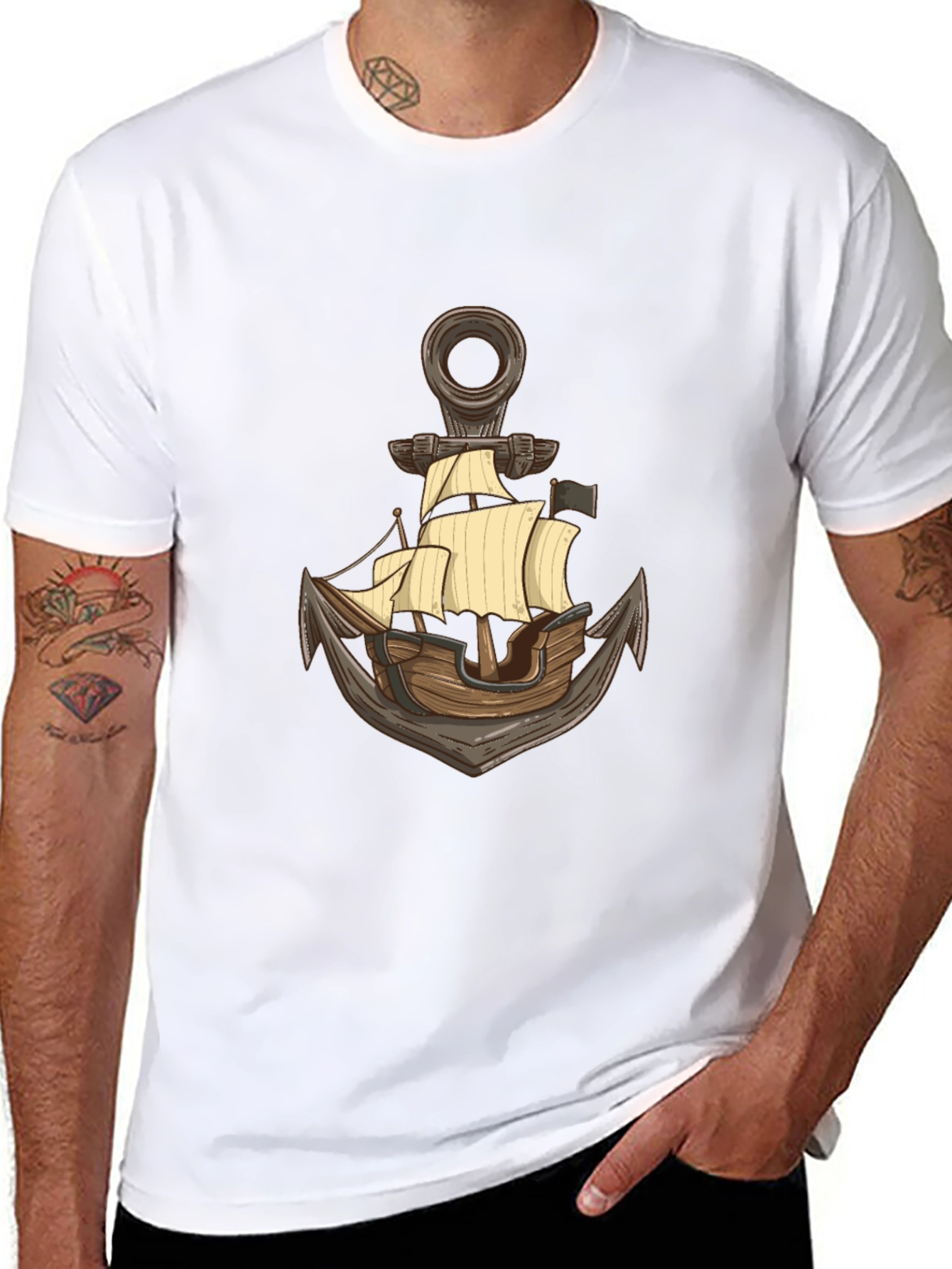 Nautical Anchor Ship Graphic T-Shirt
