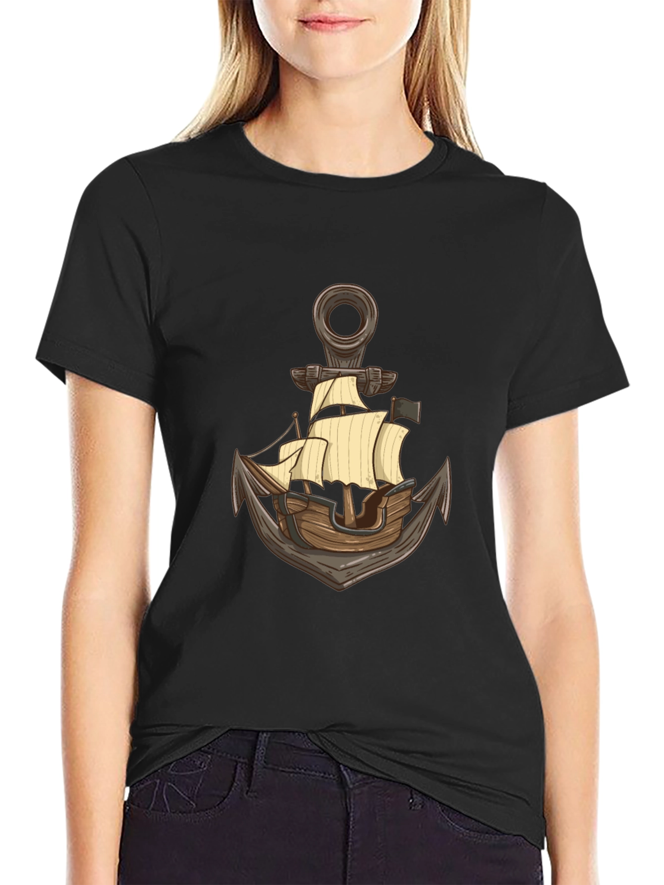 Nautical Anchor Ship Graphic T-Shirt