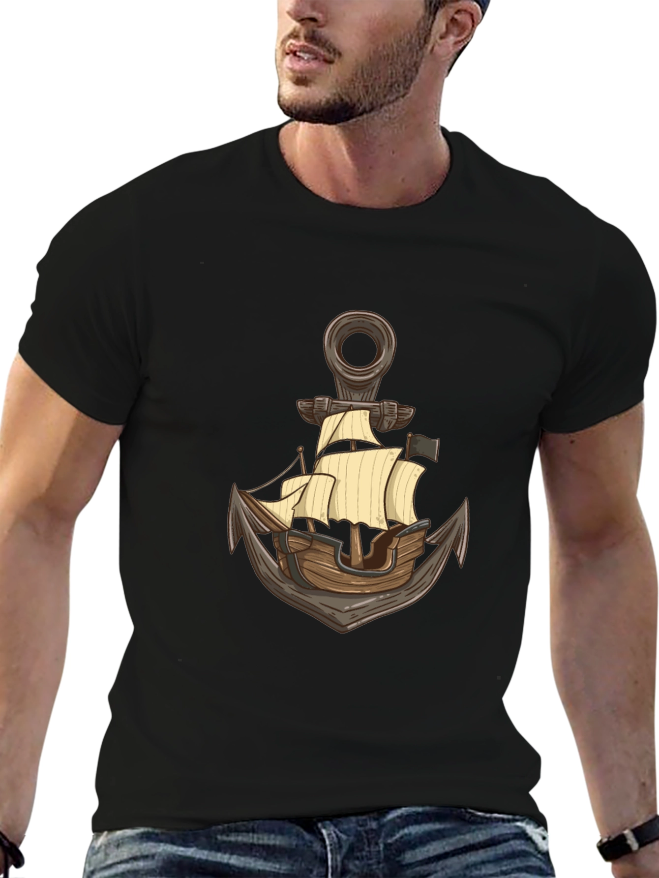 Nautical Anchor Ship Graphic T-Shirt