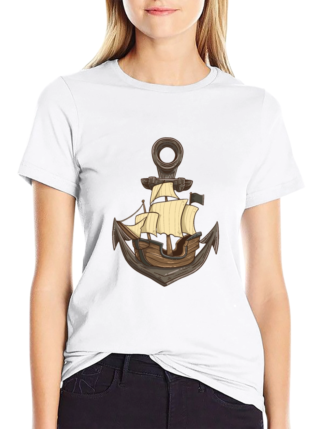 Nautical Anchor Ship Graphic T-Shirt