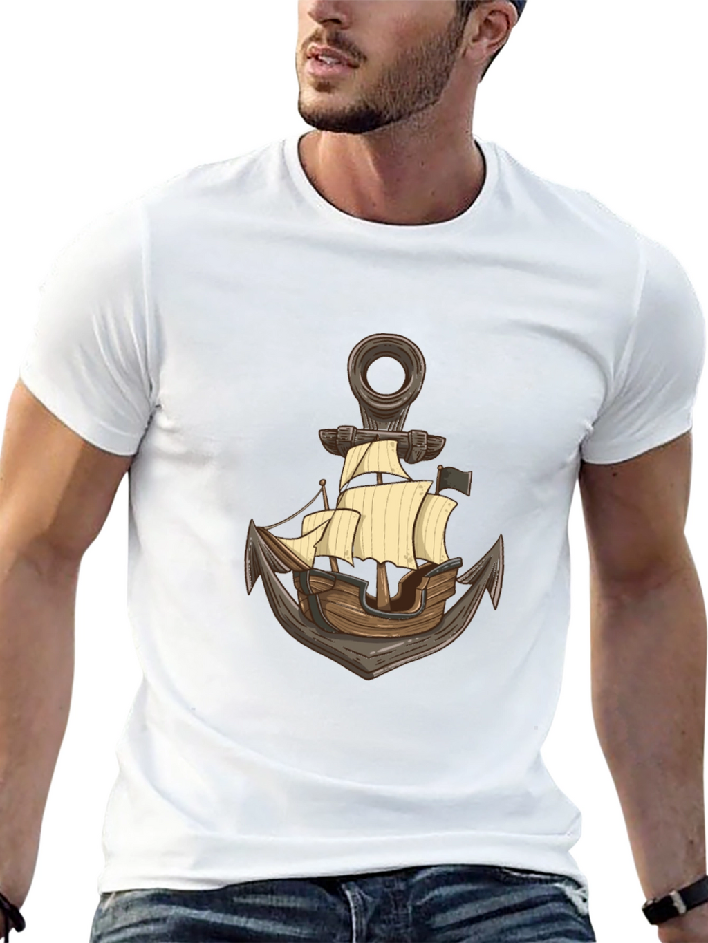Nautical Anchor Ship Graphic T-Shirt