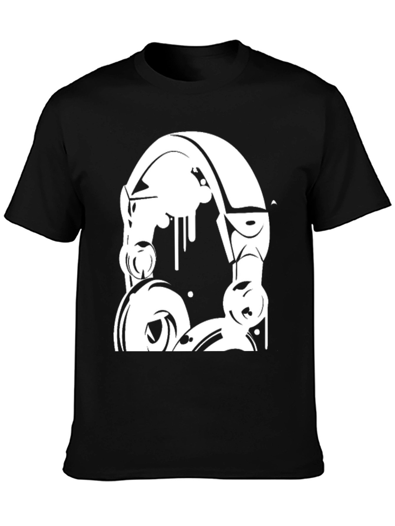 Headphones Graphic Black T-Shirt