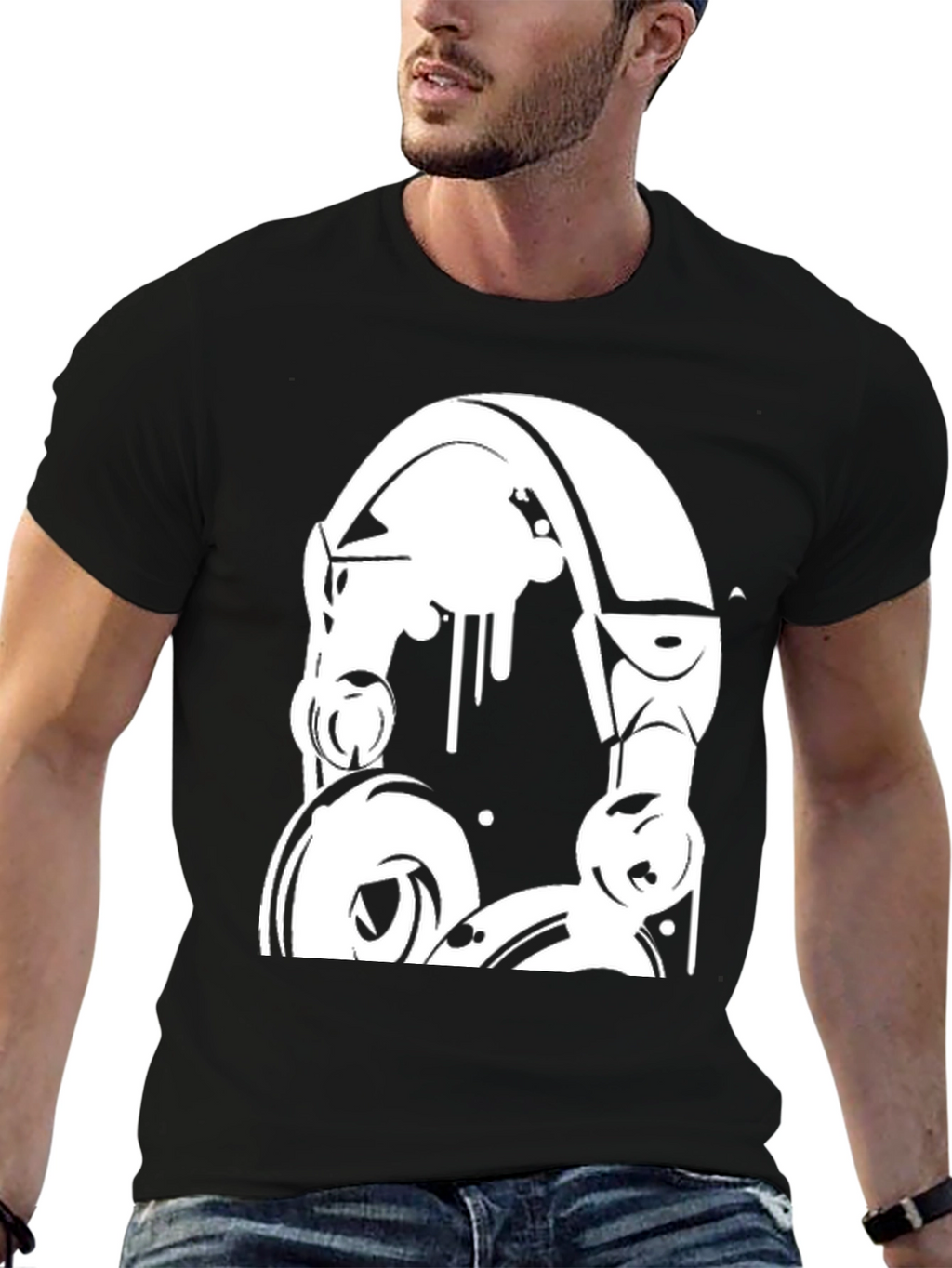 Headphones Graphic Black T-Shirt