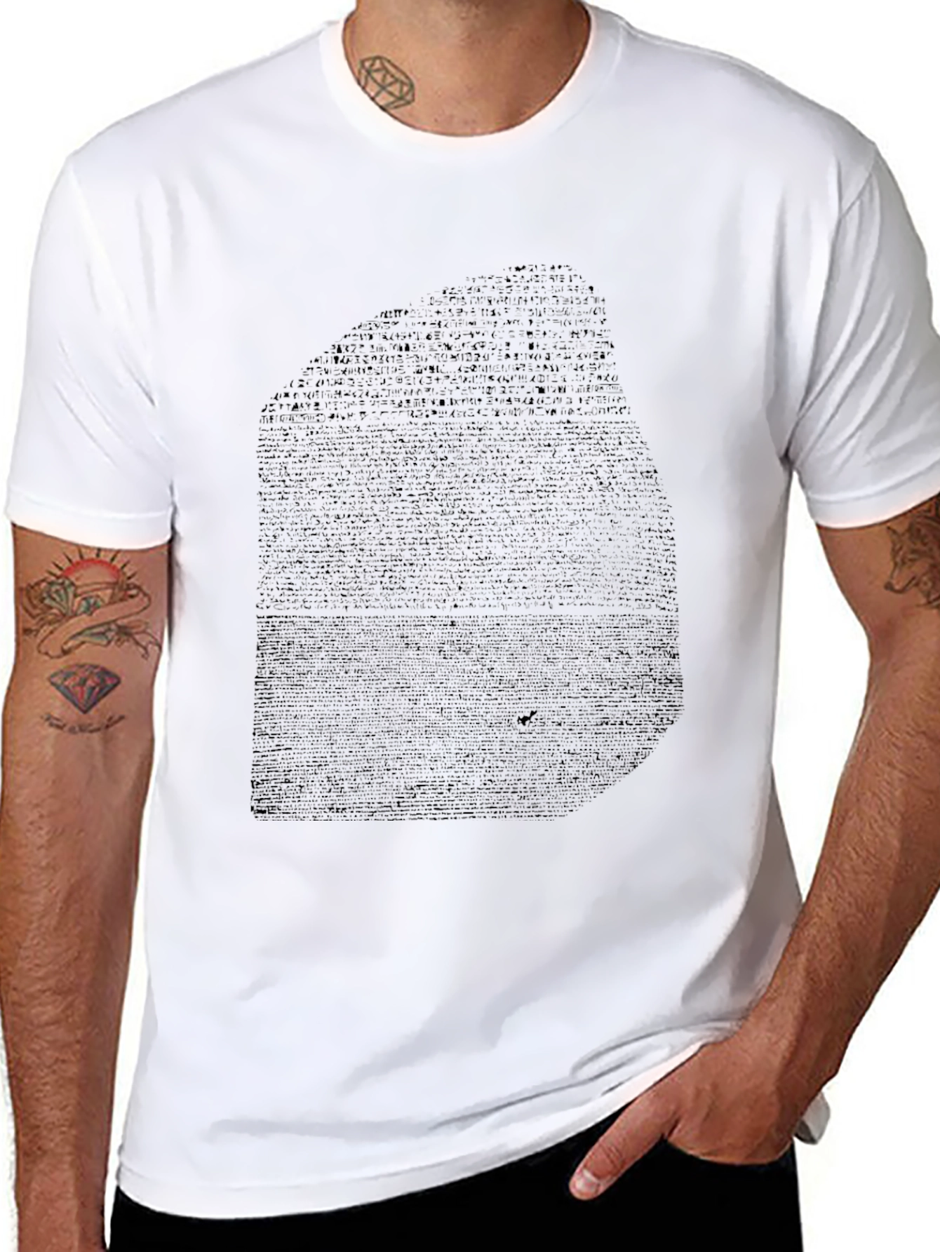 Text Patterned Black T-Shirt