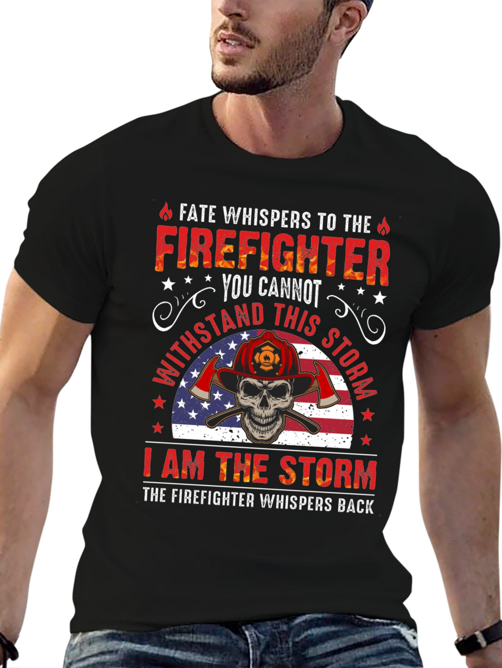 Firefighter Skull Graphic Tee - Fate Whispers T-Shirt
