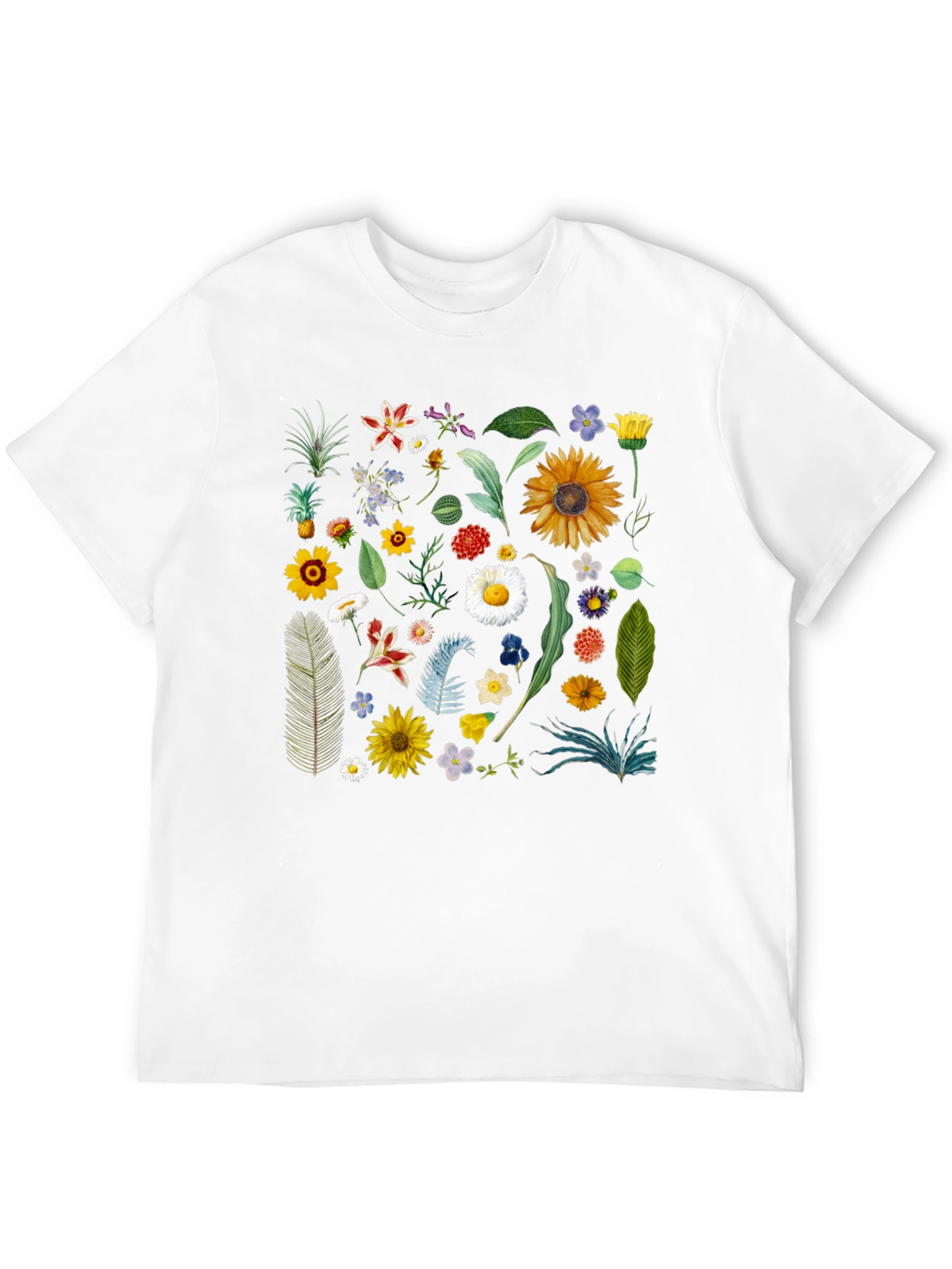 Floral Print Black T-Shirt - Stylish Botanical Design