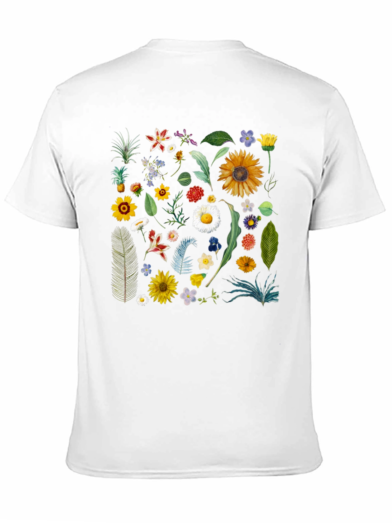 Floral Print Black T-Shirt - Stylish Botanical Design