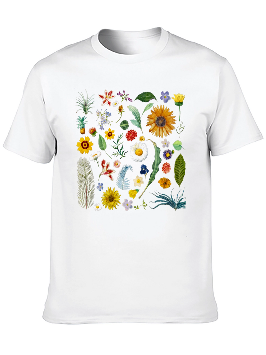 Floral Print Black T-Shirt - Stylish Botanical Design