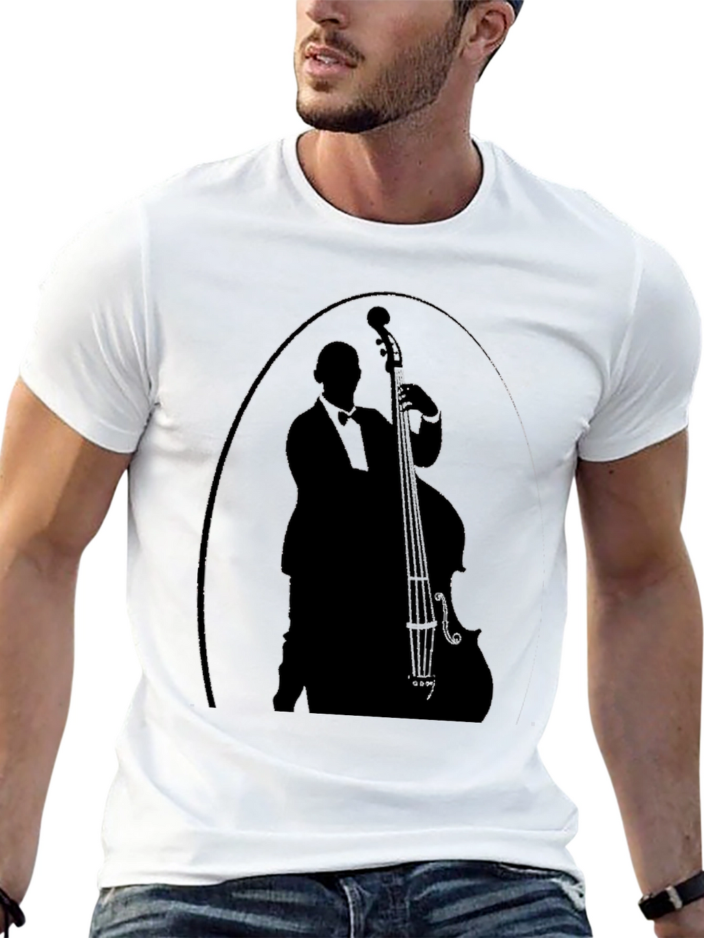 Bass Player Silhouette Graphic Tee