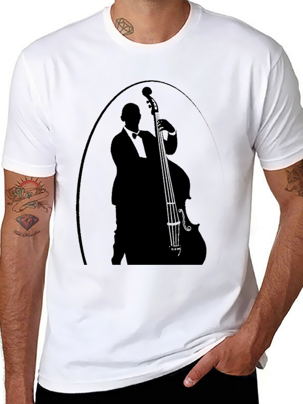 Bass Player Silhouette Graphic Tee