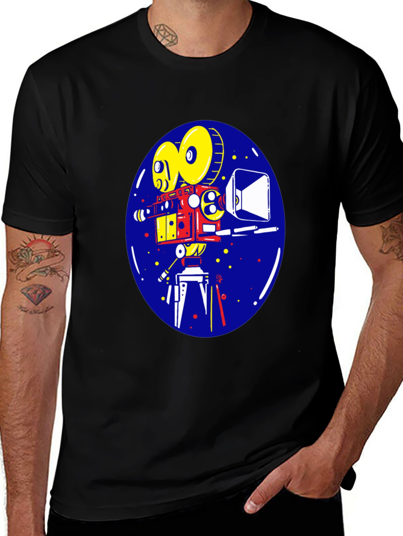 Retro Movie Camera Graphic Tee - Vintage Film Style