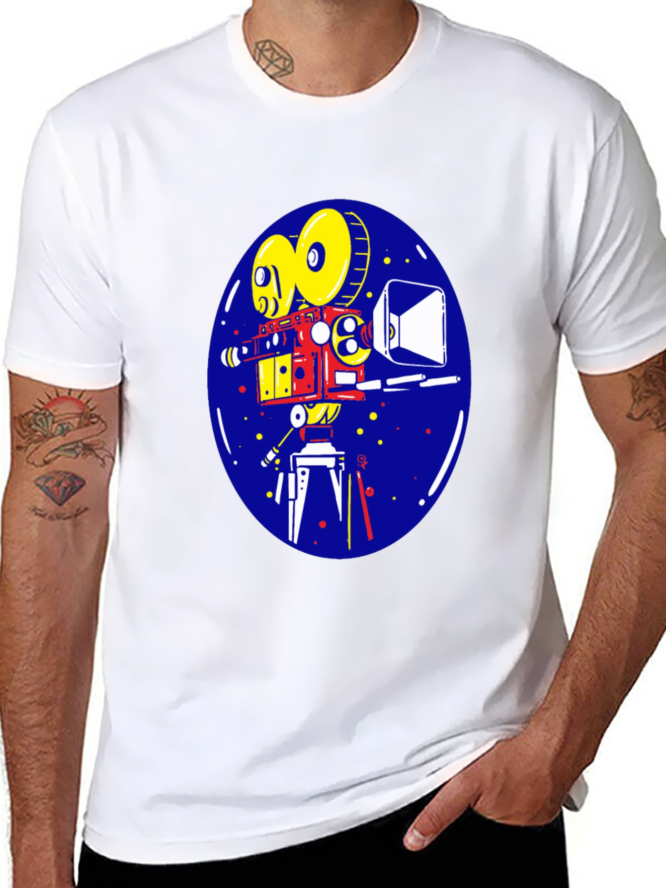 Retro Movie Camera Graphic Tee - Vintage Film Style