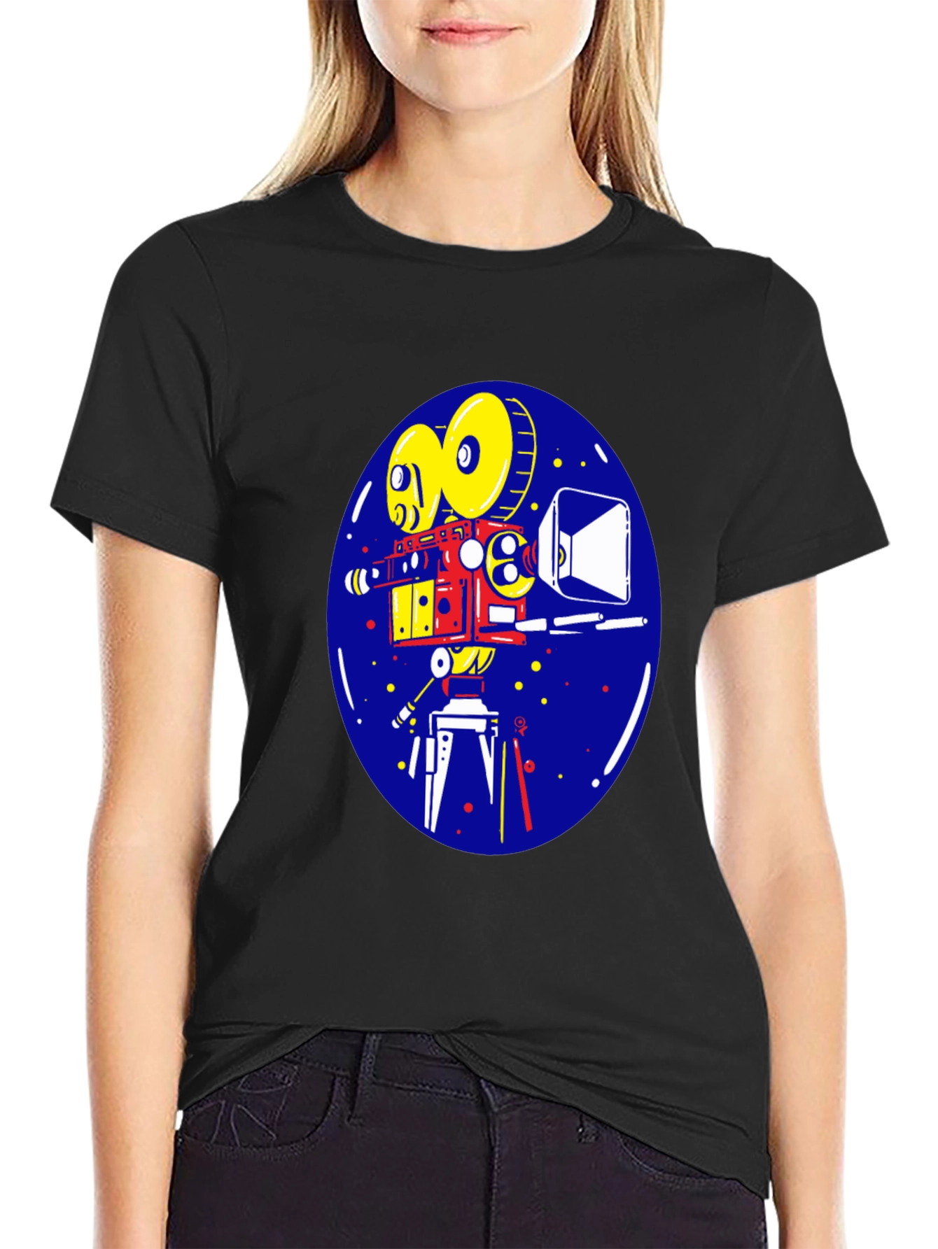 Retro Movie Camera Graphic Tee - Vintage Film Style