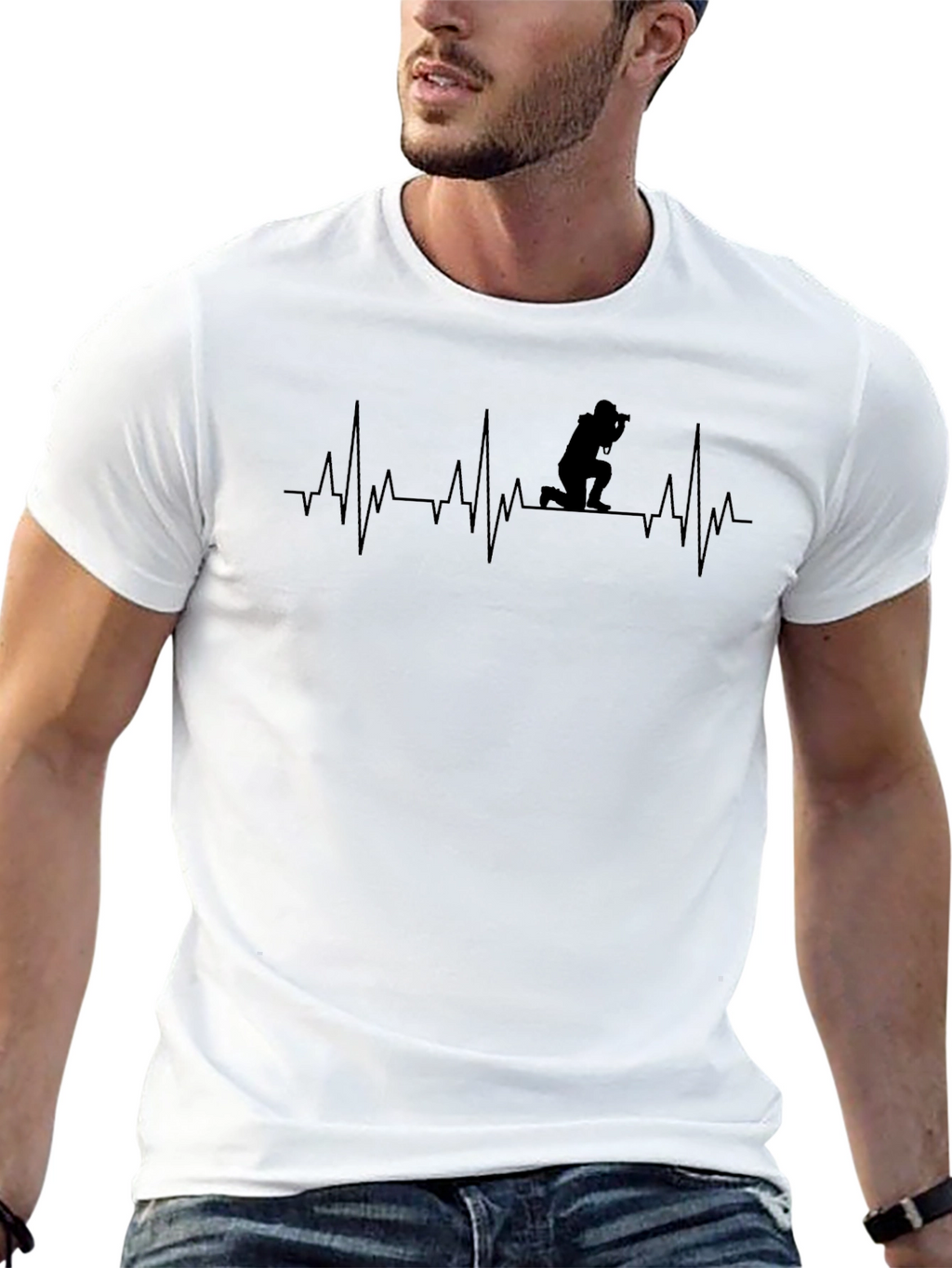 Photographer Heartbeat T-Shirt - Black