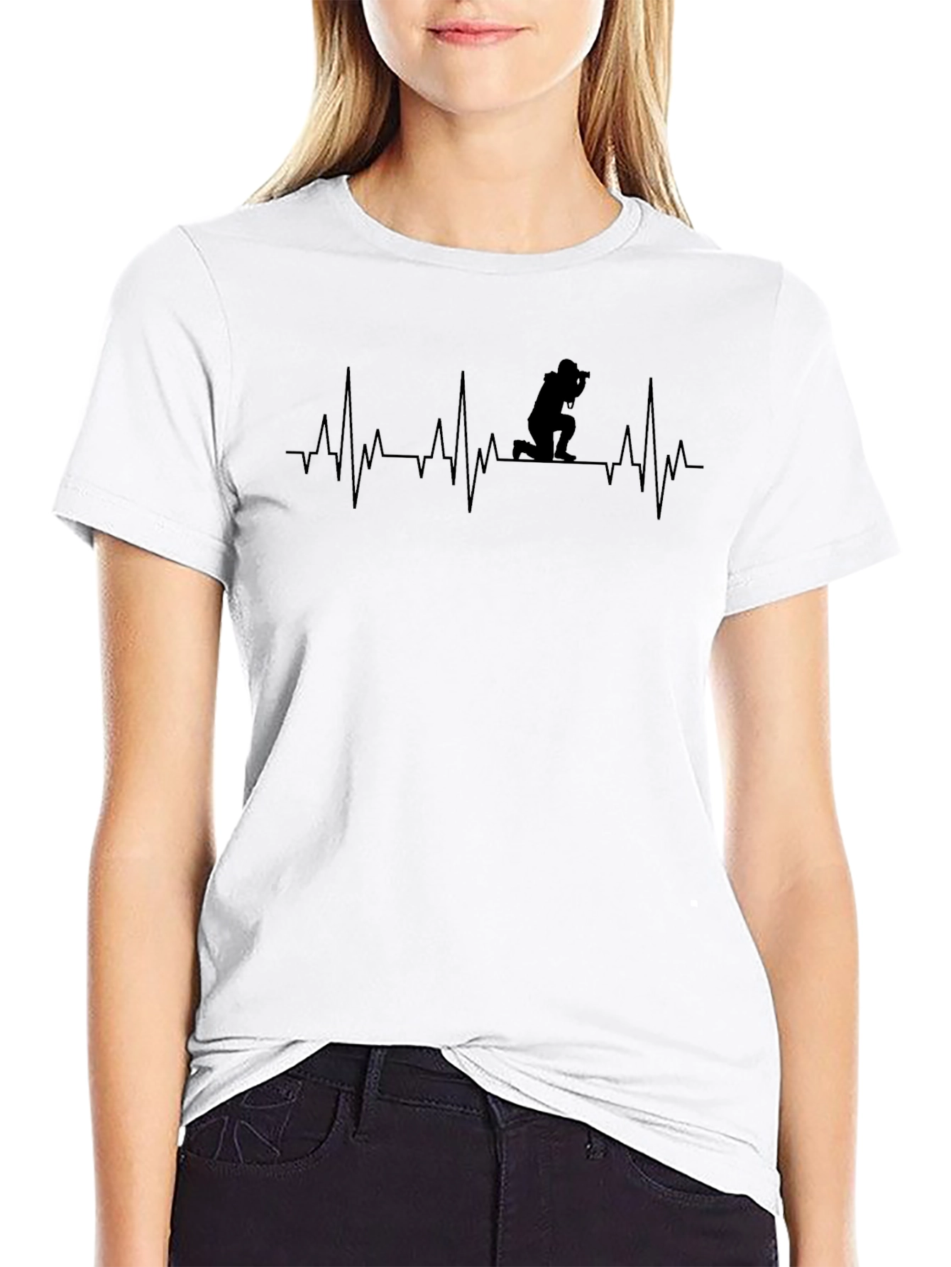 Photographer Heartbeat T-Shirt - Black