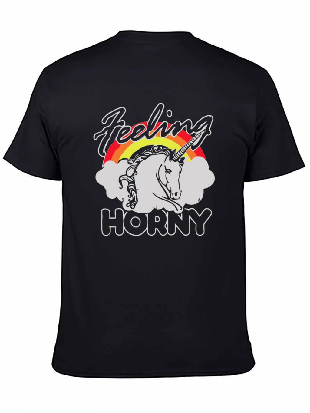 Feeling Horny Unicorn Black T-Shirt
