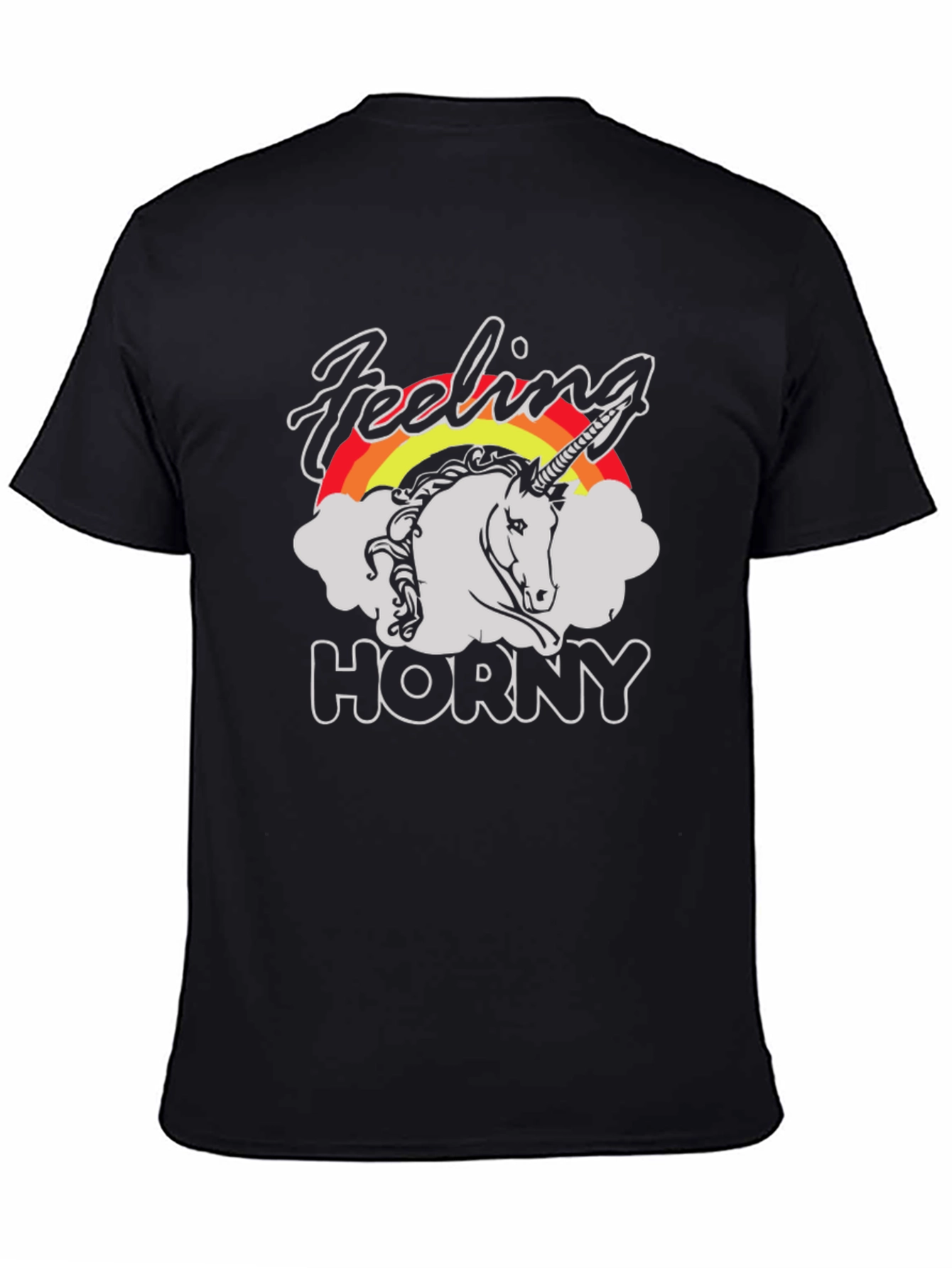 Feeling Horny Unicorn Black T-Shirt