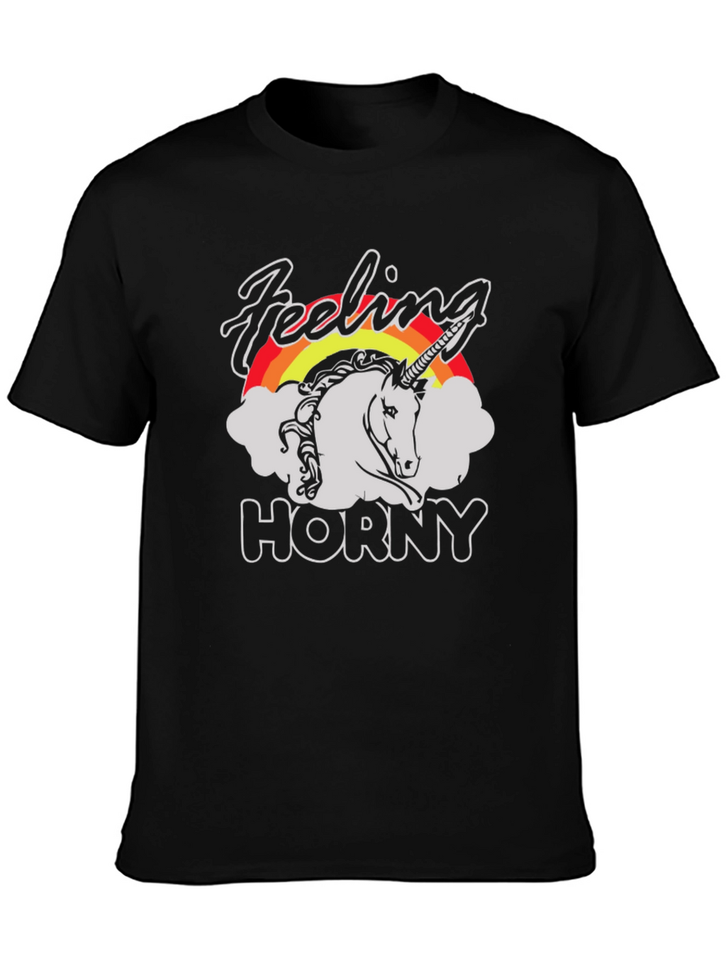 Feeling Horny Unicorn Black T-Shirt