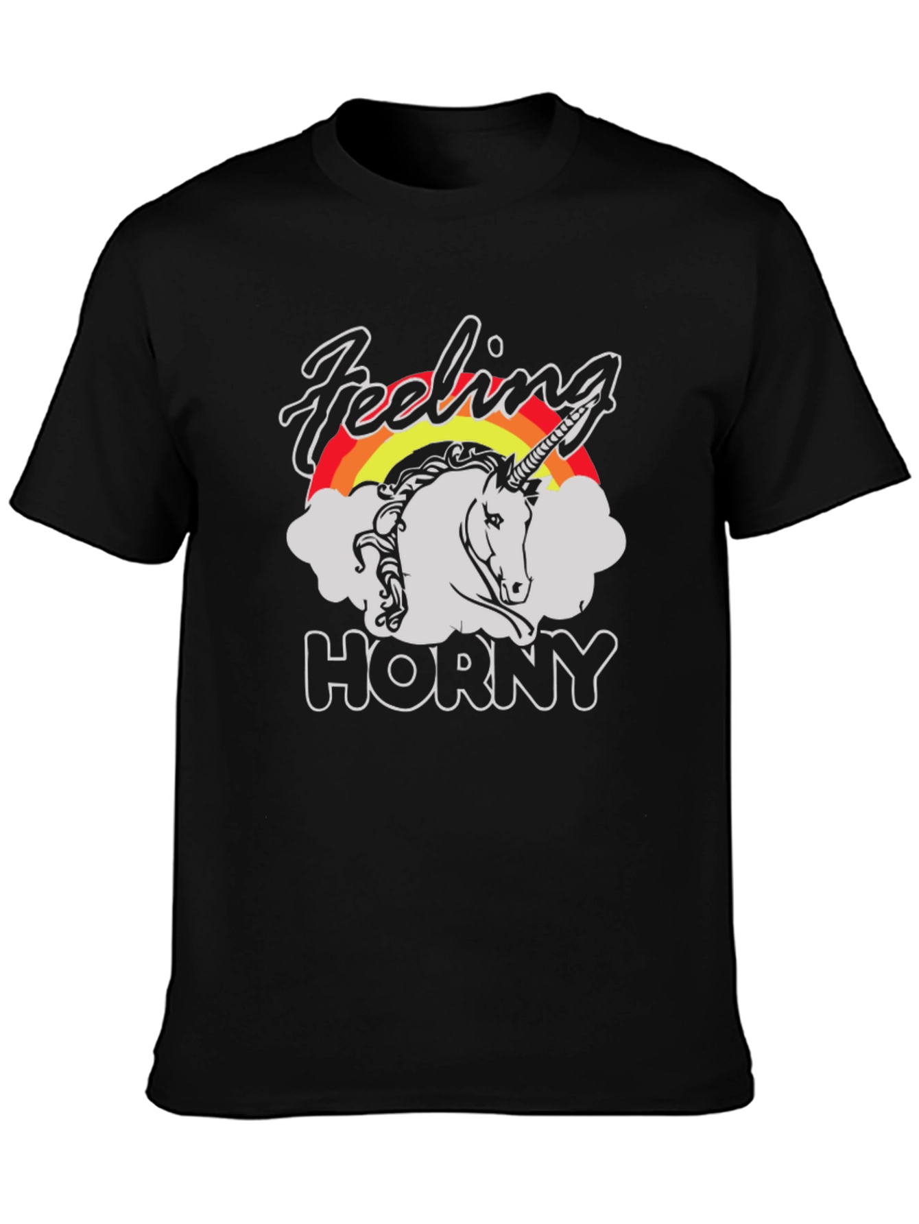 Feeling Horny Unicorn Black T-Shirt