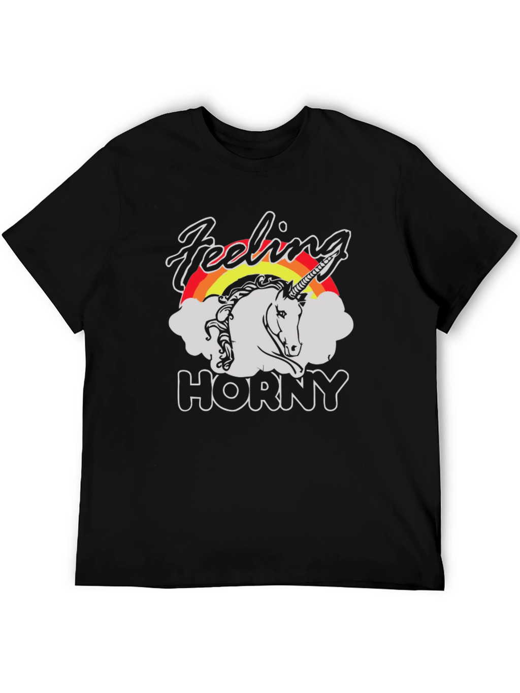 Feeling Horny Unicorn Black T-Shirt