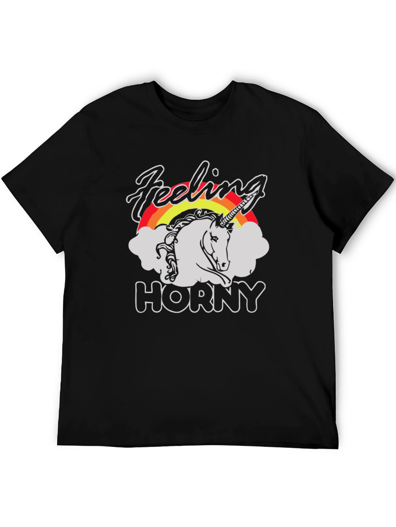 Feeling Horny Unicorn Black T-Shirt