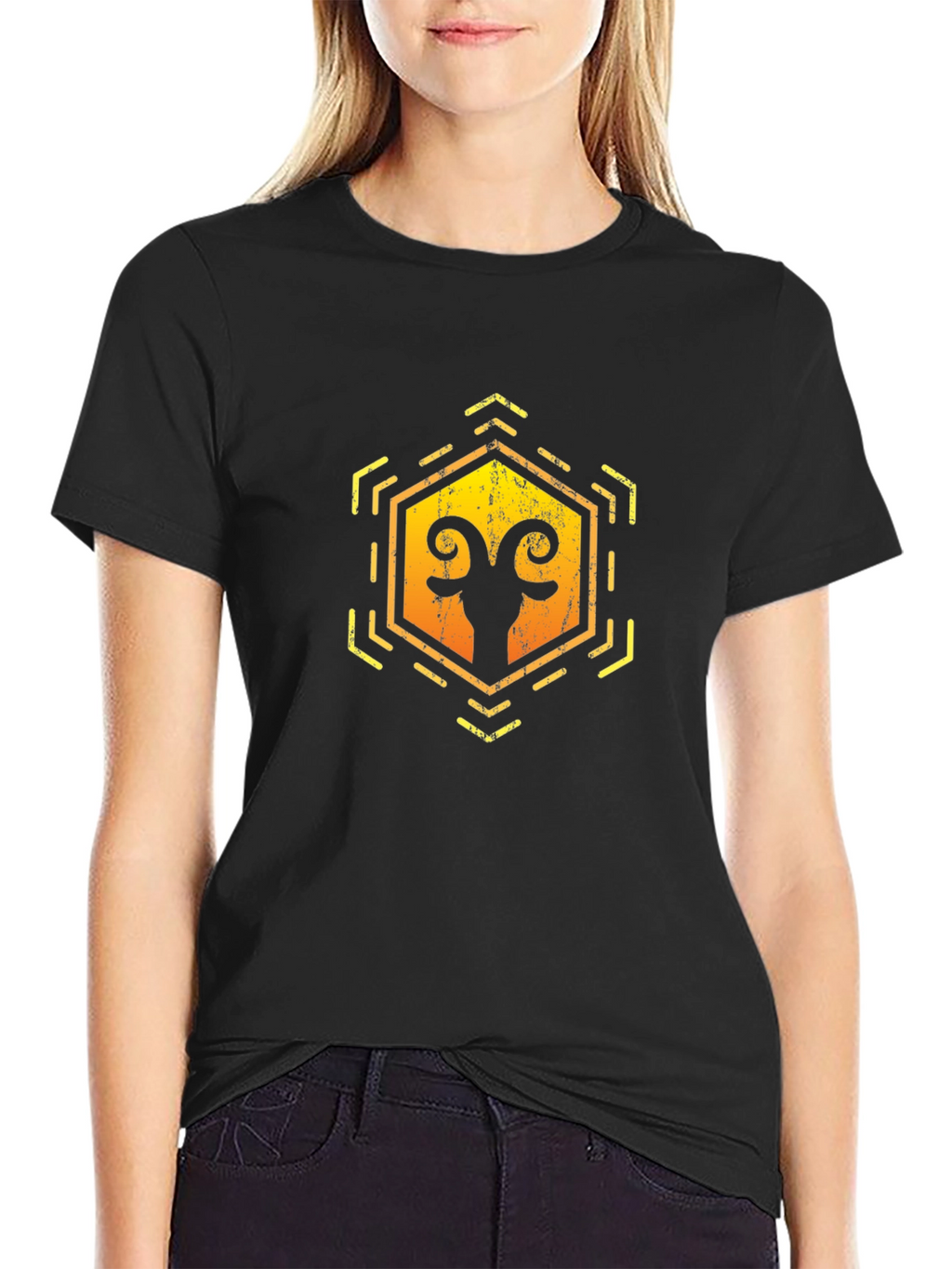 Aries Zodiac Graphic Tee - Black