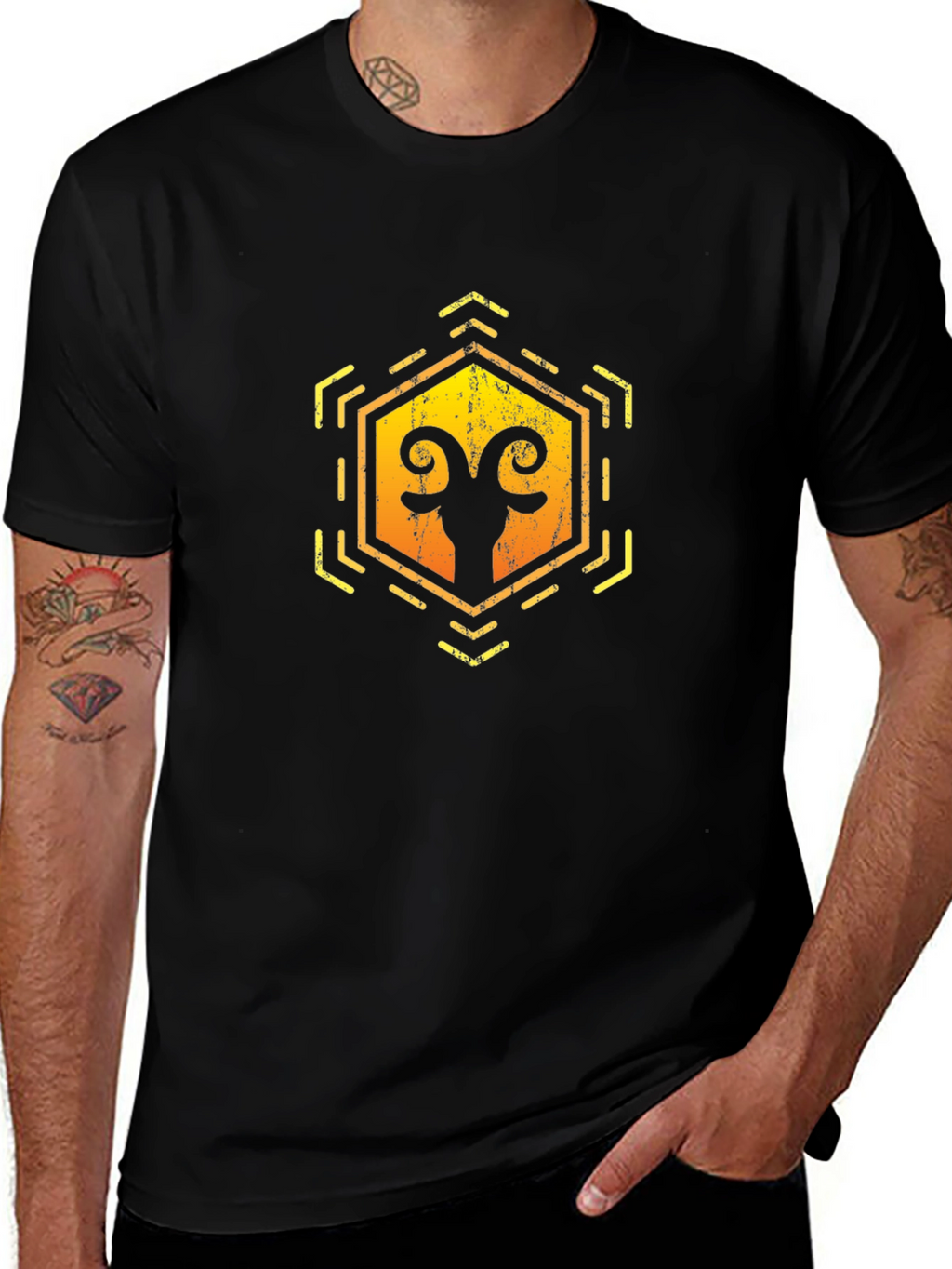 Aries Zodiac Graphic Tee - Black