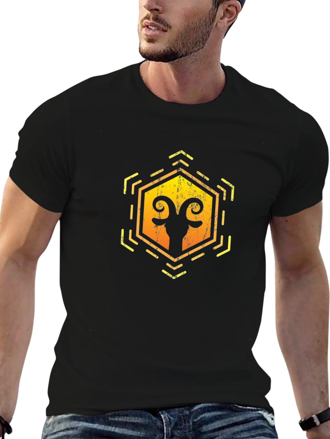 Aries Zodiac Graphic Tee - Black