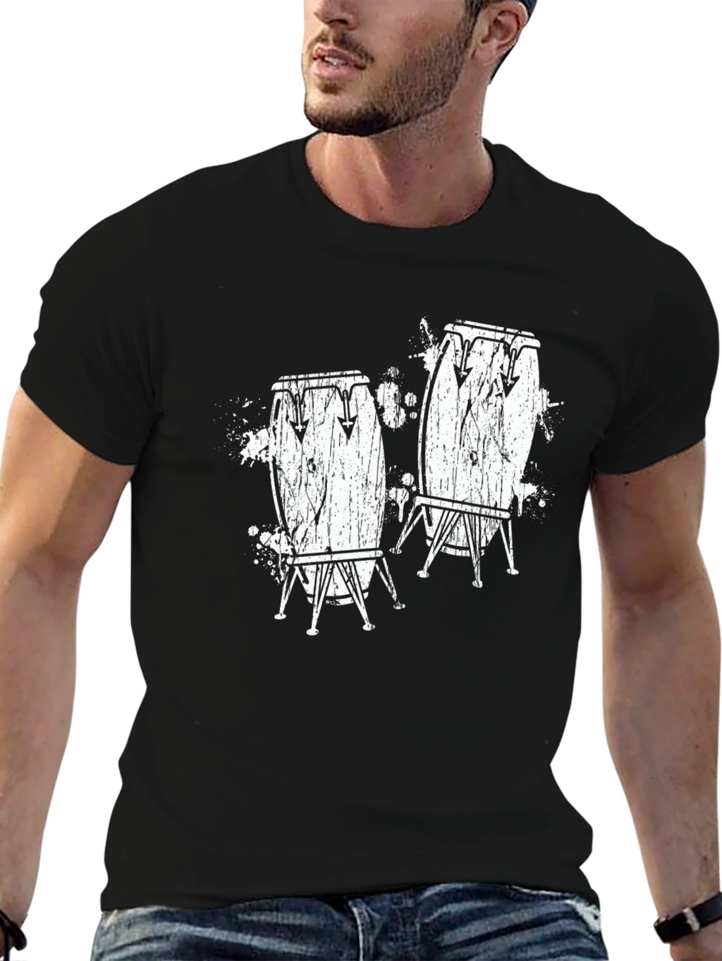 Conga Drum Graphic T-Shirt - Black