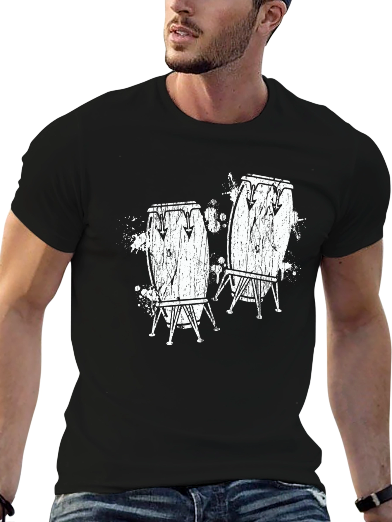 Conga Drum Graphic T-Shirt - Black