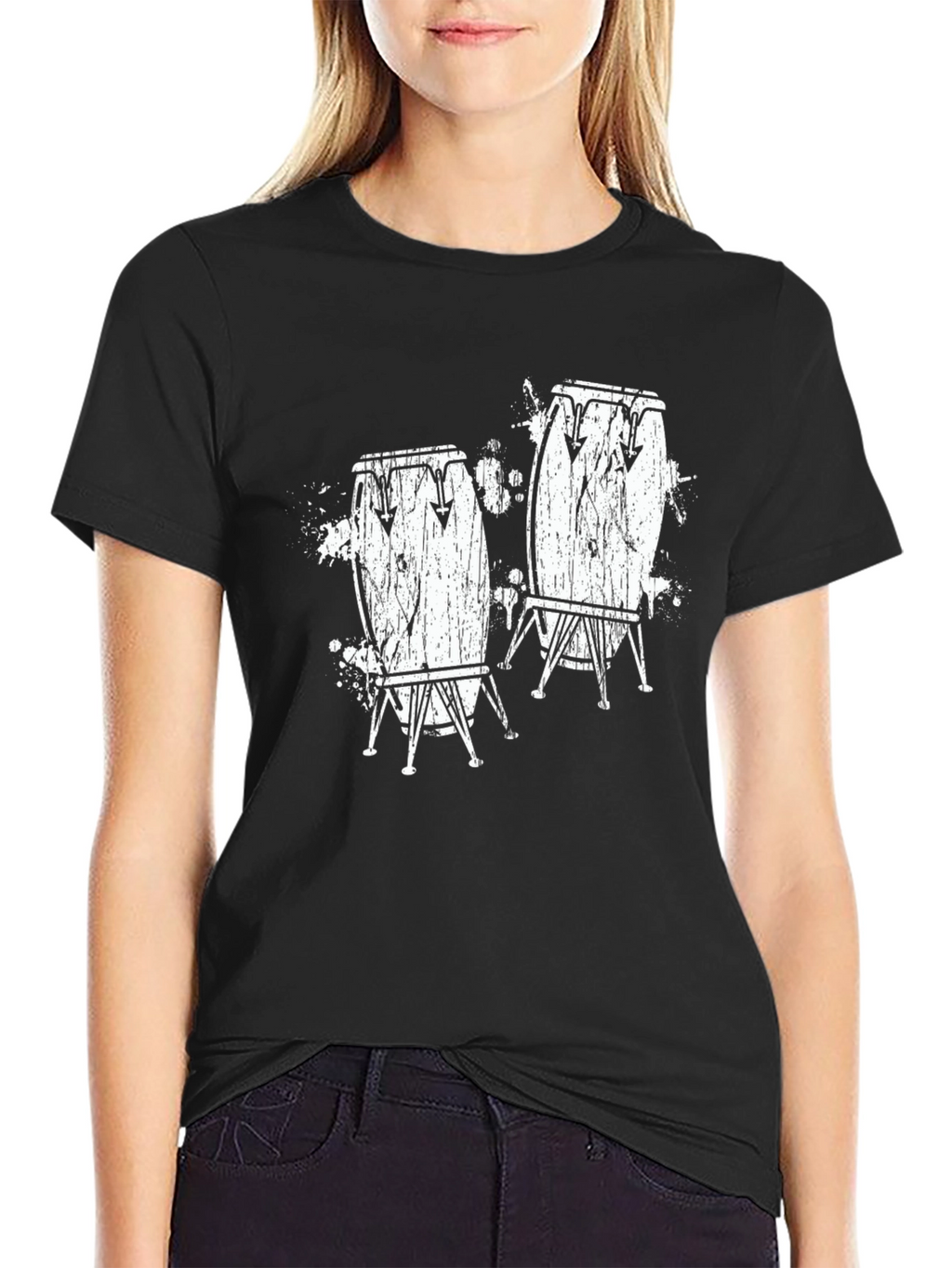 Conga Drum Graphic T-Shirt - Black