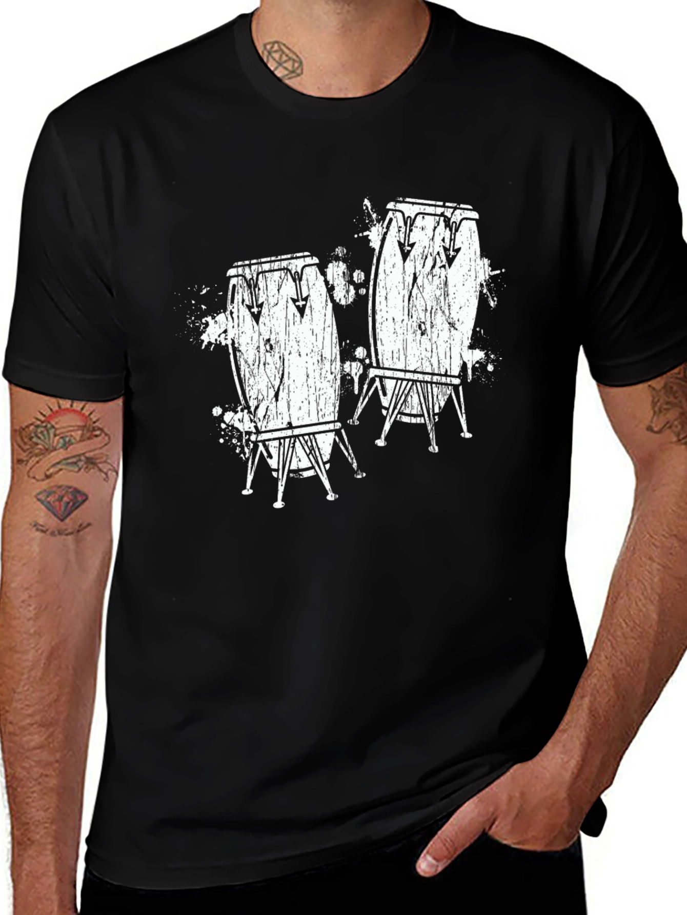Conga Drum Graphic T-Shirt - Black