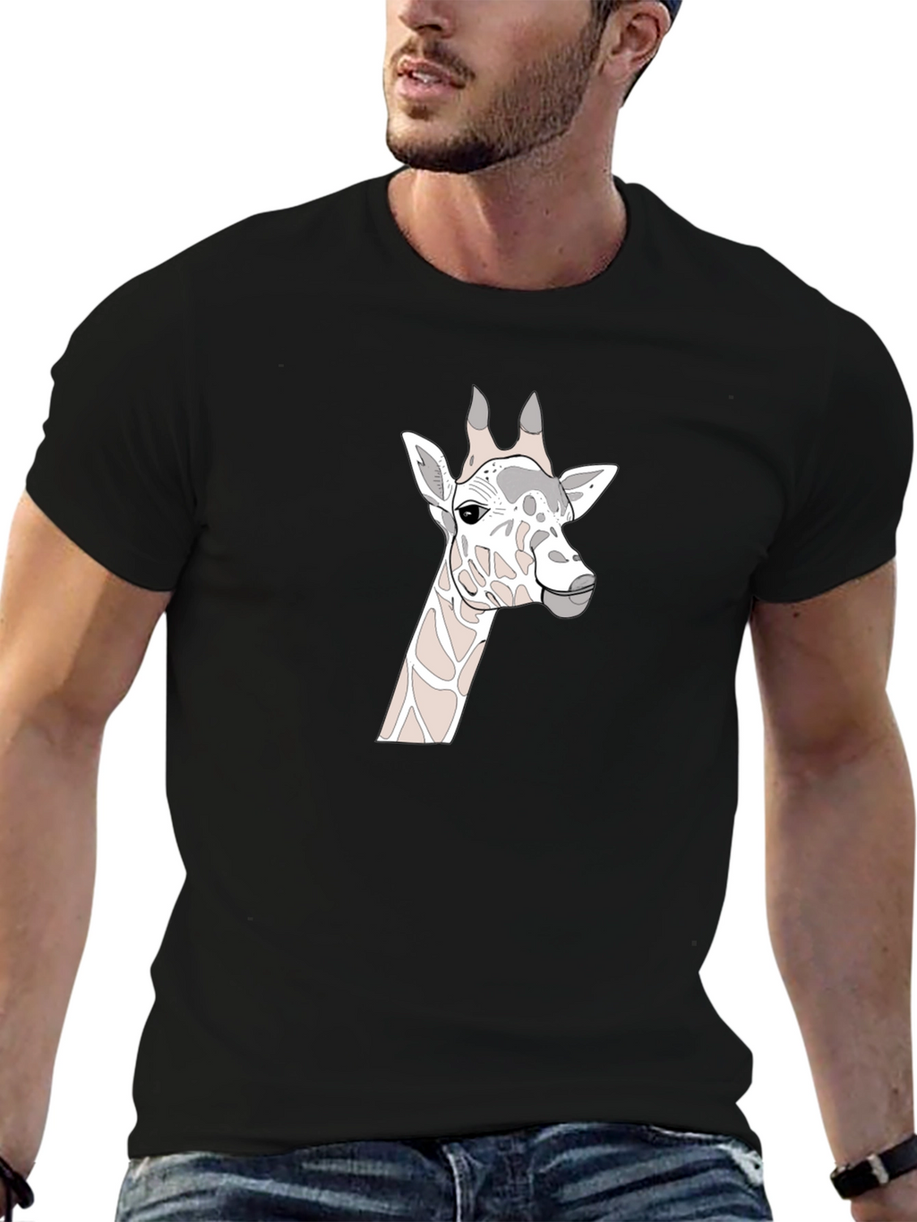 Giraffe Graphic Print Black T-Shirt
