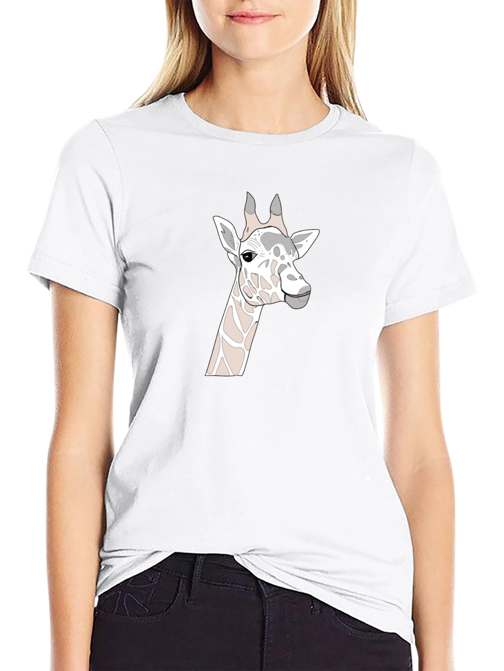 Giraffe Graphic Print Black T-Shirt