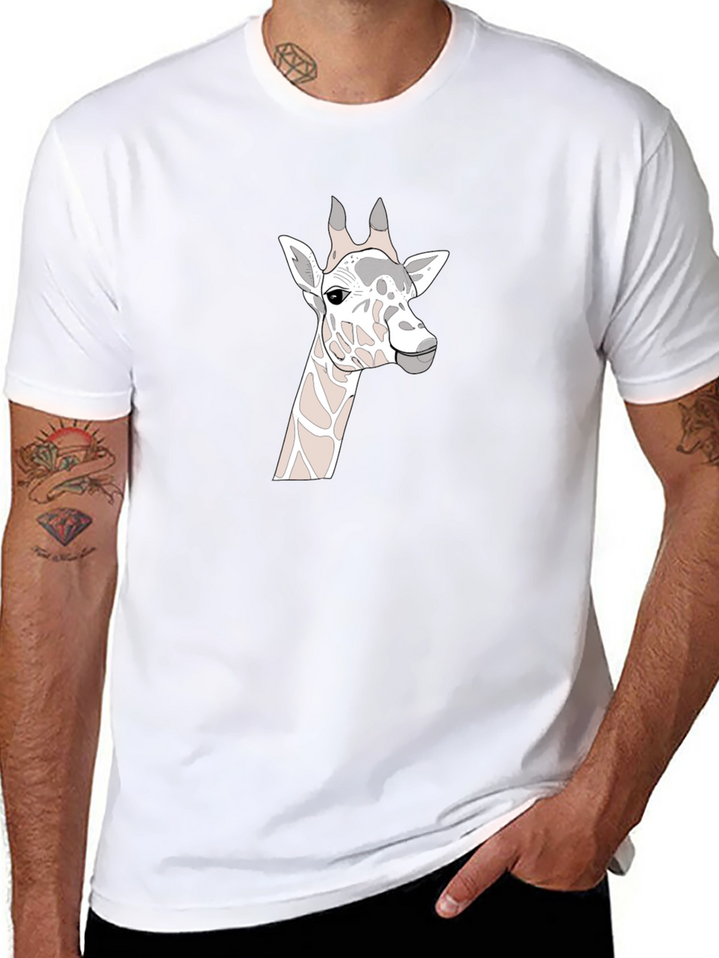 Giraffe Graphic Print Black T-Shirt