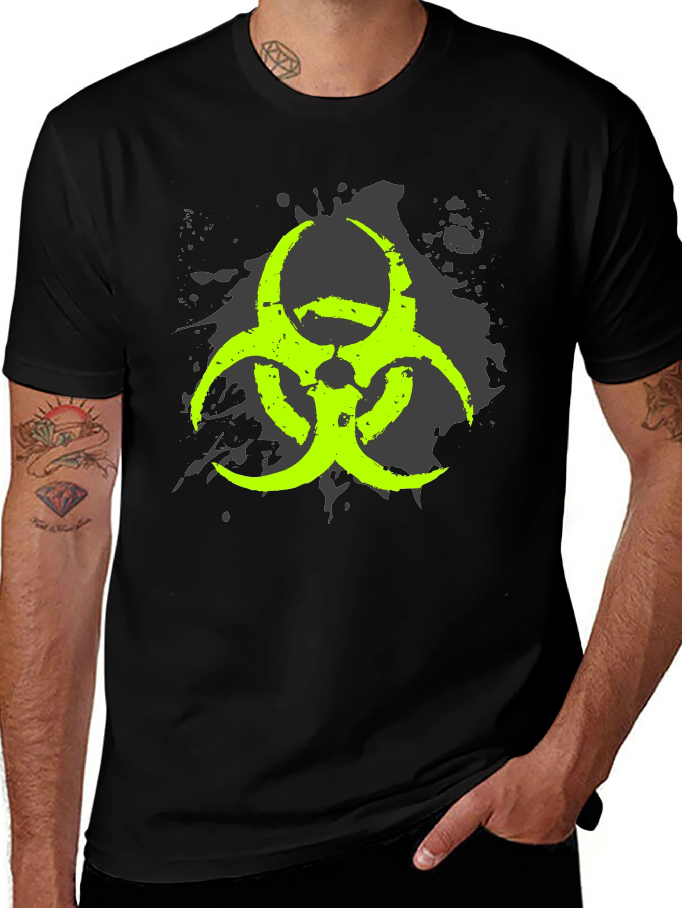 Biohazard Symbol Graphic Black T-Shirt