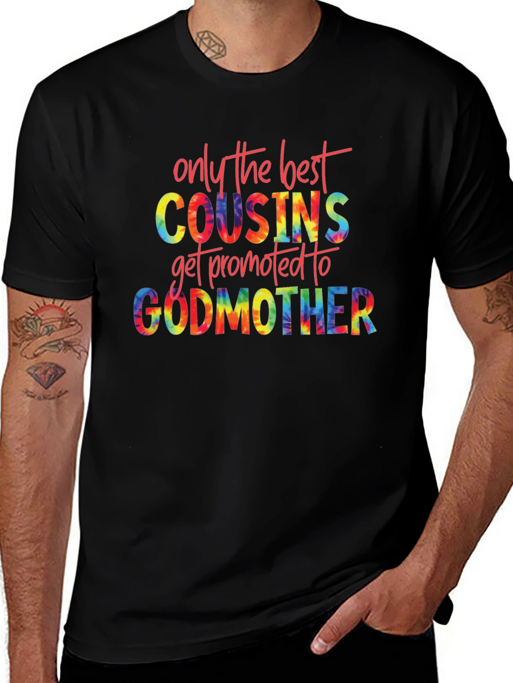 Best Cousins Get Promoted to Godmother Tie Dye T-Shirt