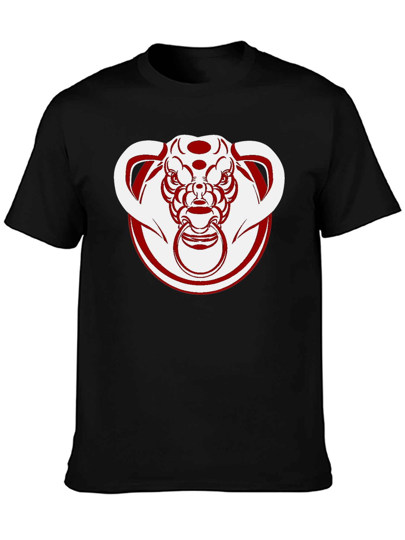 Unique Bull Head Graphic Tee - Black Cotton