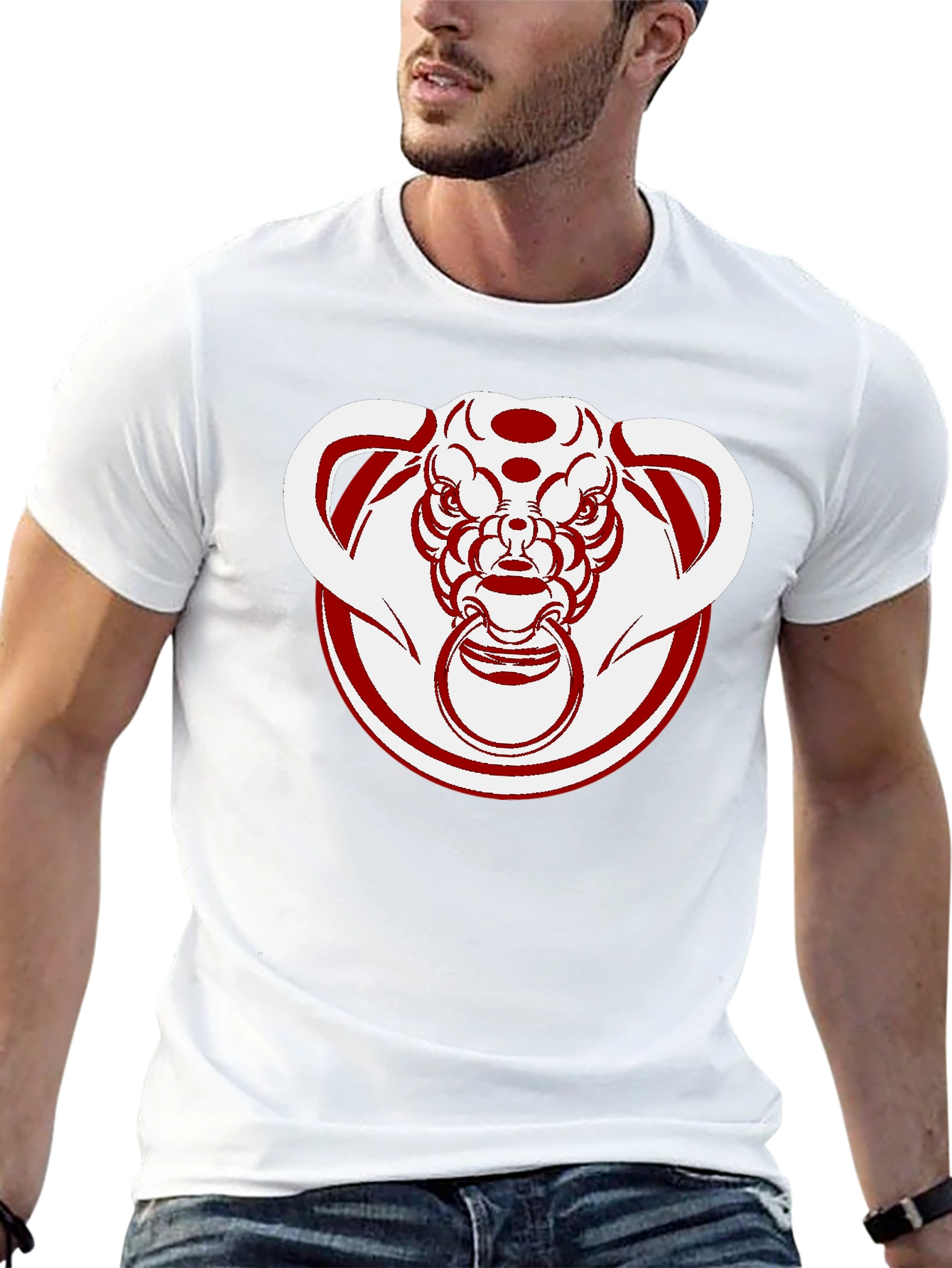 Unique Bull Head Graphic Tee - Black Cotton