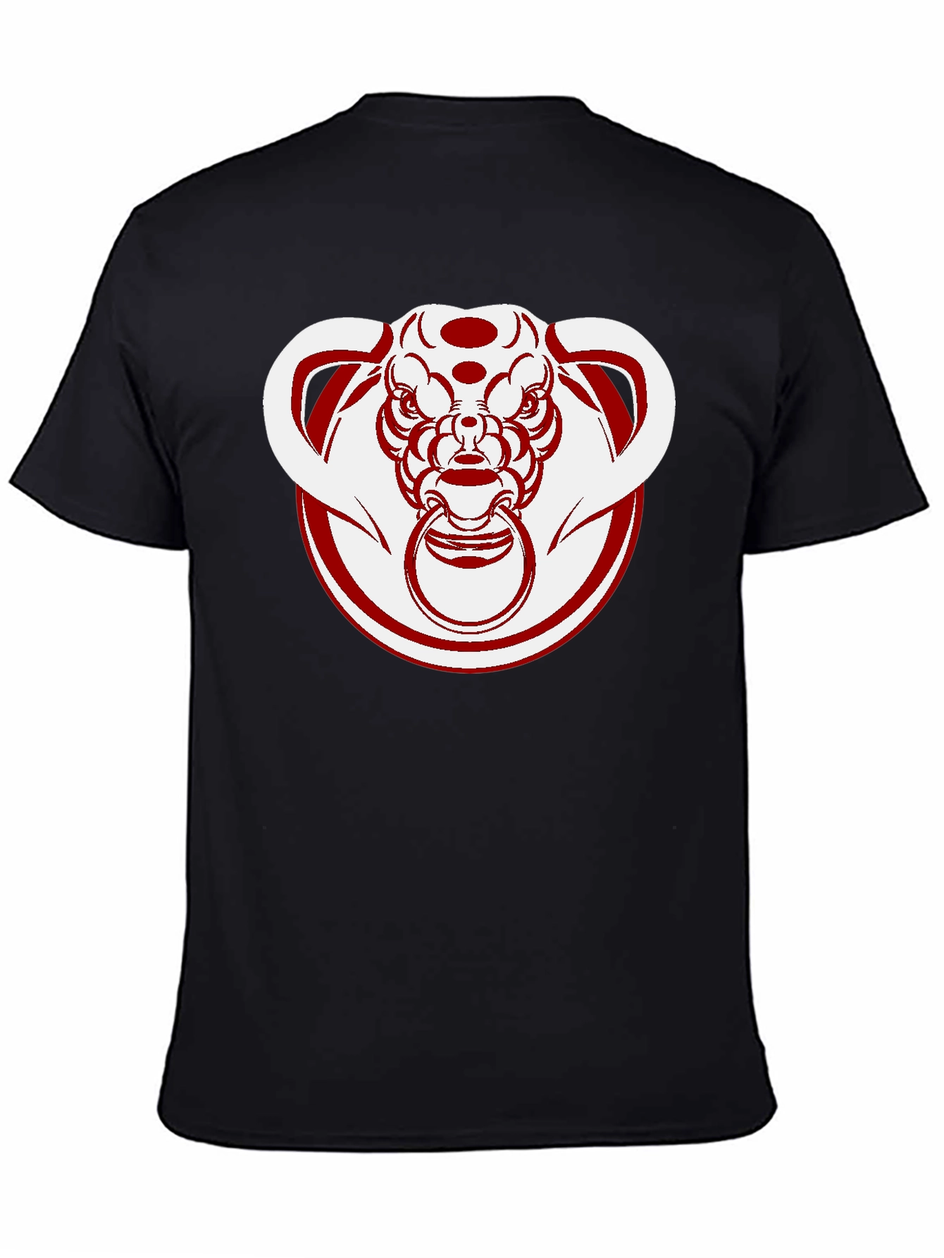 Unique Bull Head Graphic Tee - Black Cotton