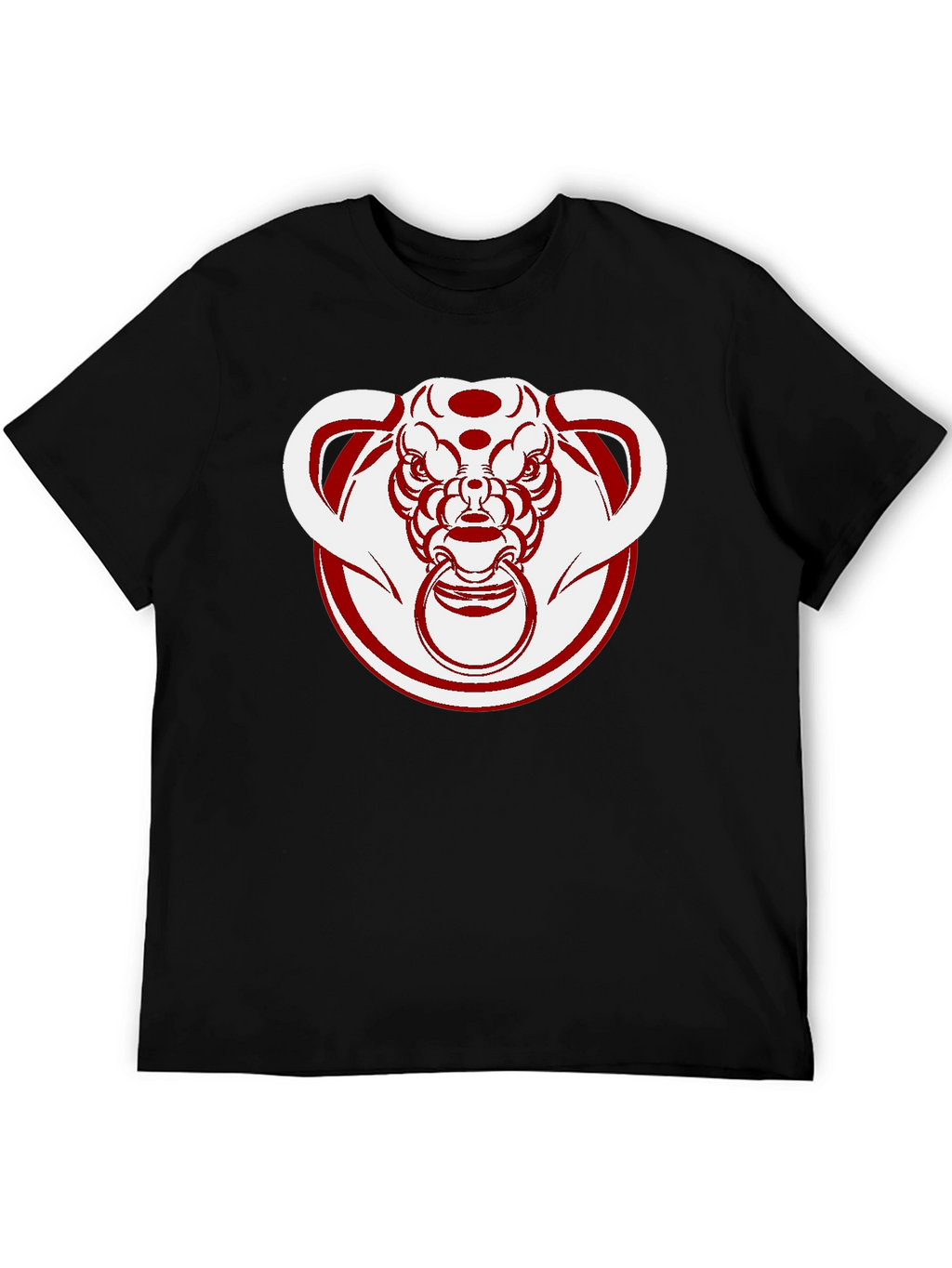 Unique Bull Head Graphic Tee - Black Cotton