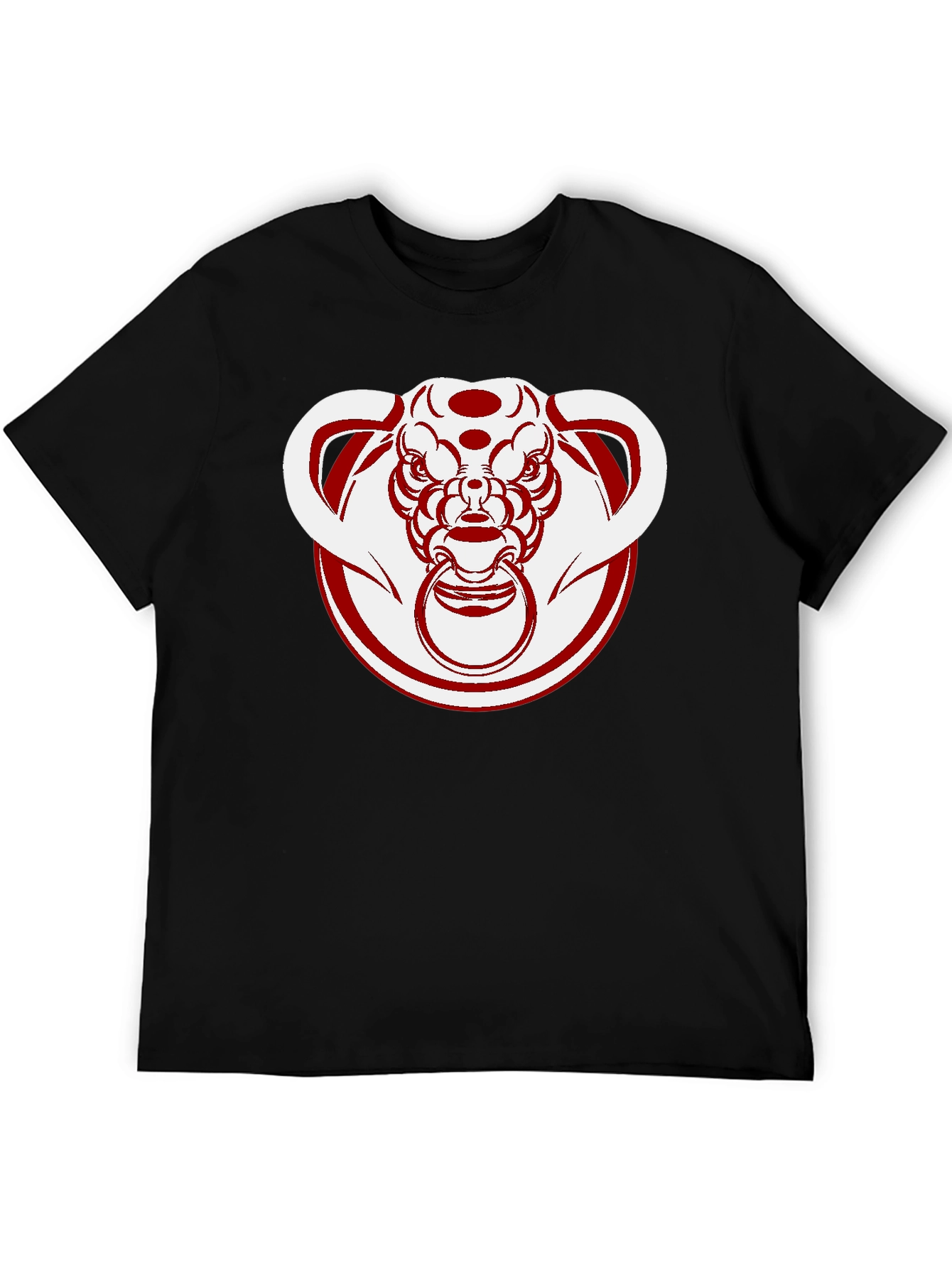 Unique Bull Head Graphic Tee - Black Cotton